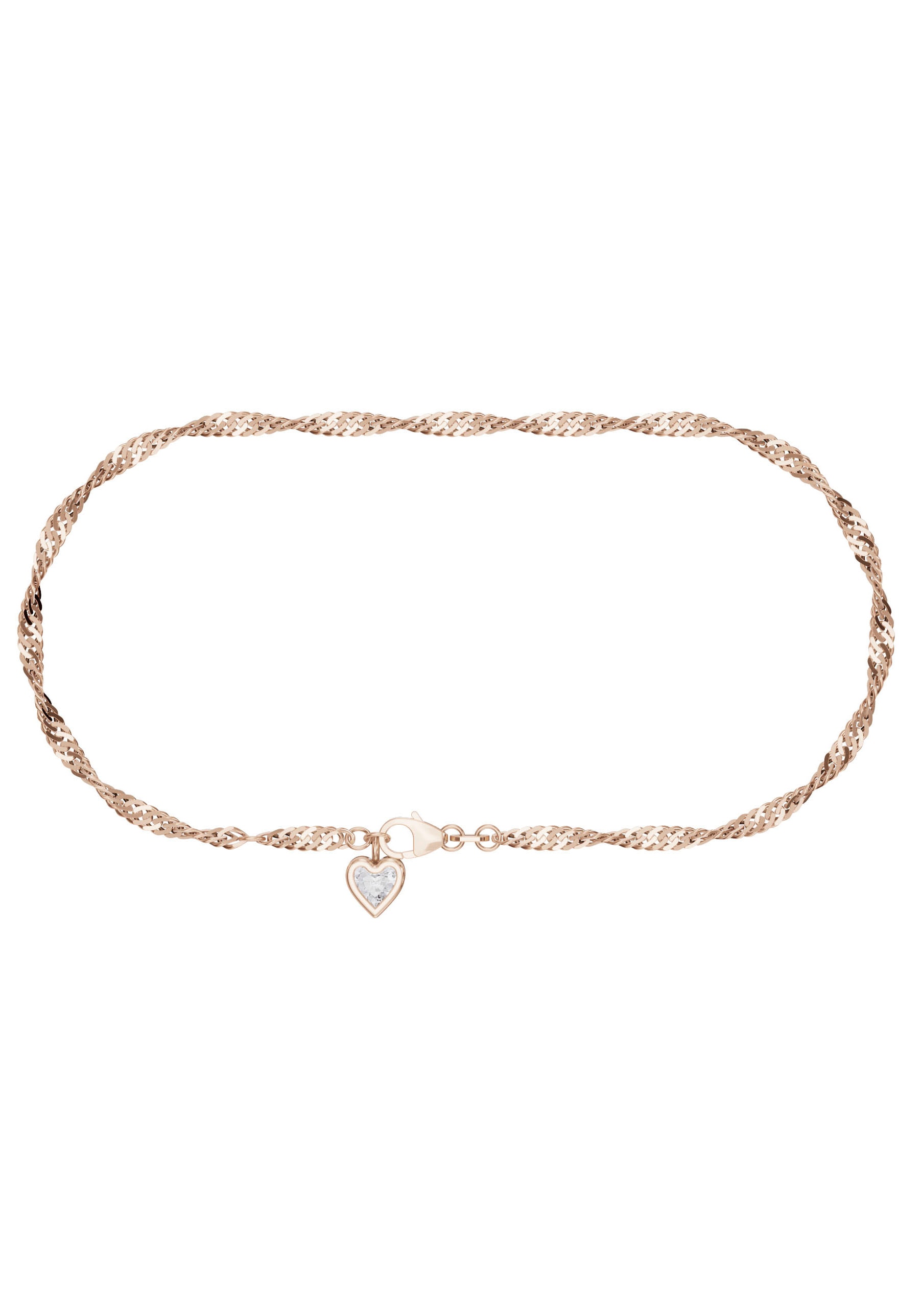 Firetti Fußkette mit Anhänger »Schmuck Geschenk Silber 925 Körperschmuck Herz+LIEBE Singapurkette«, mit Zirkonia (synth.)