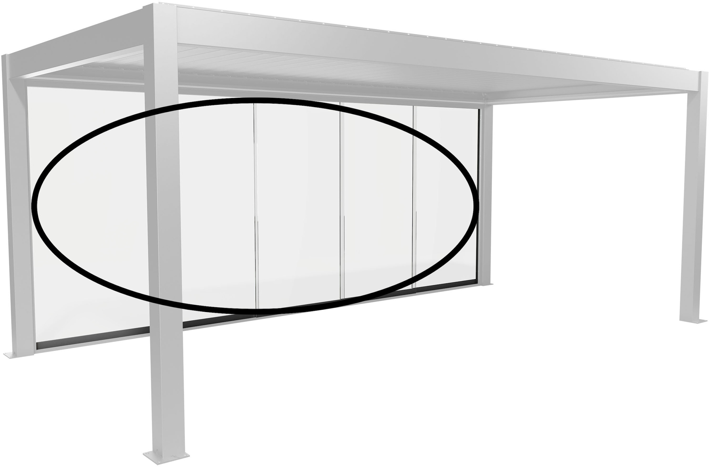 Biohort Glasschiebetür "Klarglas Gr. 6 m für Pergola, verschiedene Farben" 568x 234,9 cm, Glaselemente aus 10 mm ESG