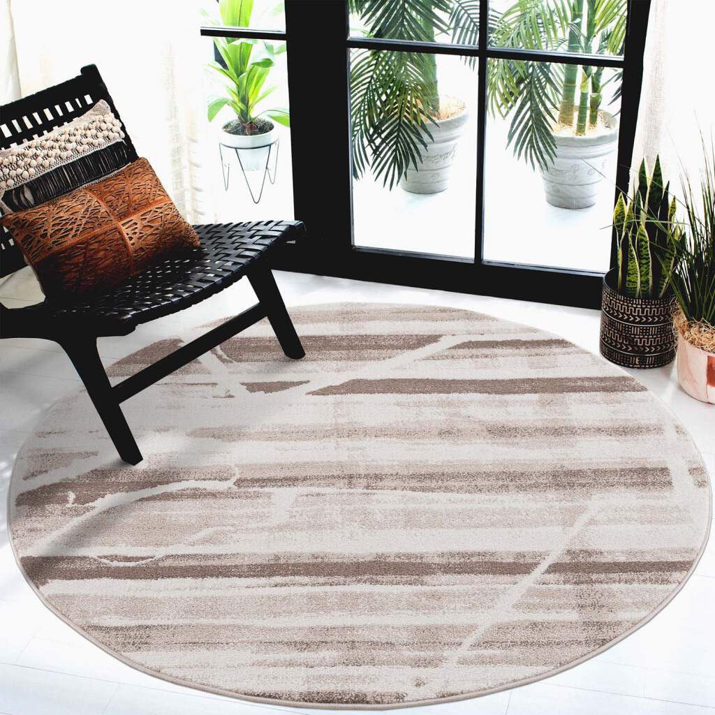 Carpet City Teppich "Moda" rund 11 mm Höhe Kurzflor, Streifen-Muster, Weich günstig online kaufen