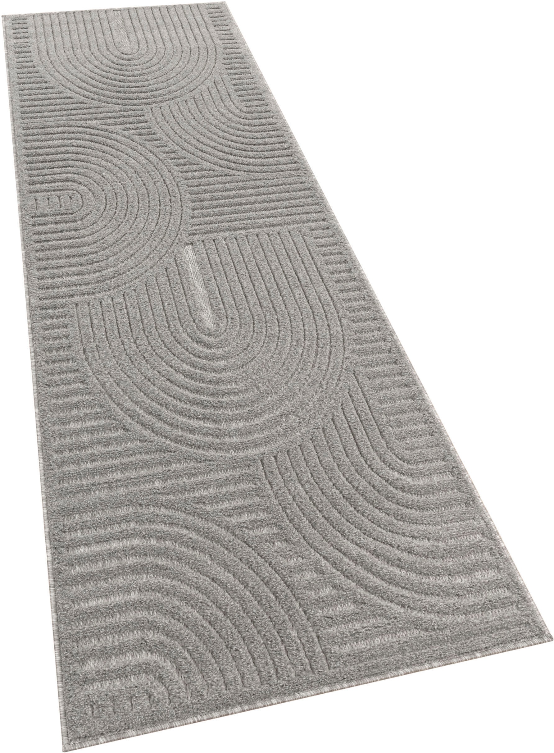 Paco Home Teppich »Livorno 674«, rechteckig, 14 mm Höhe, Uni Farben, moderner Hoch-Tief-Effekt, Scandi-Look, Outdoor geeignet