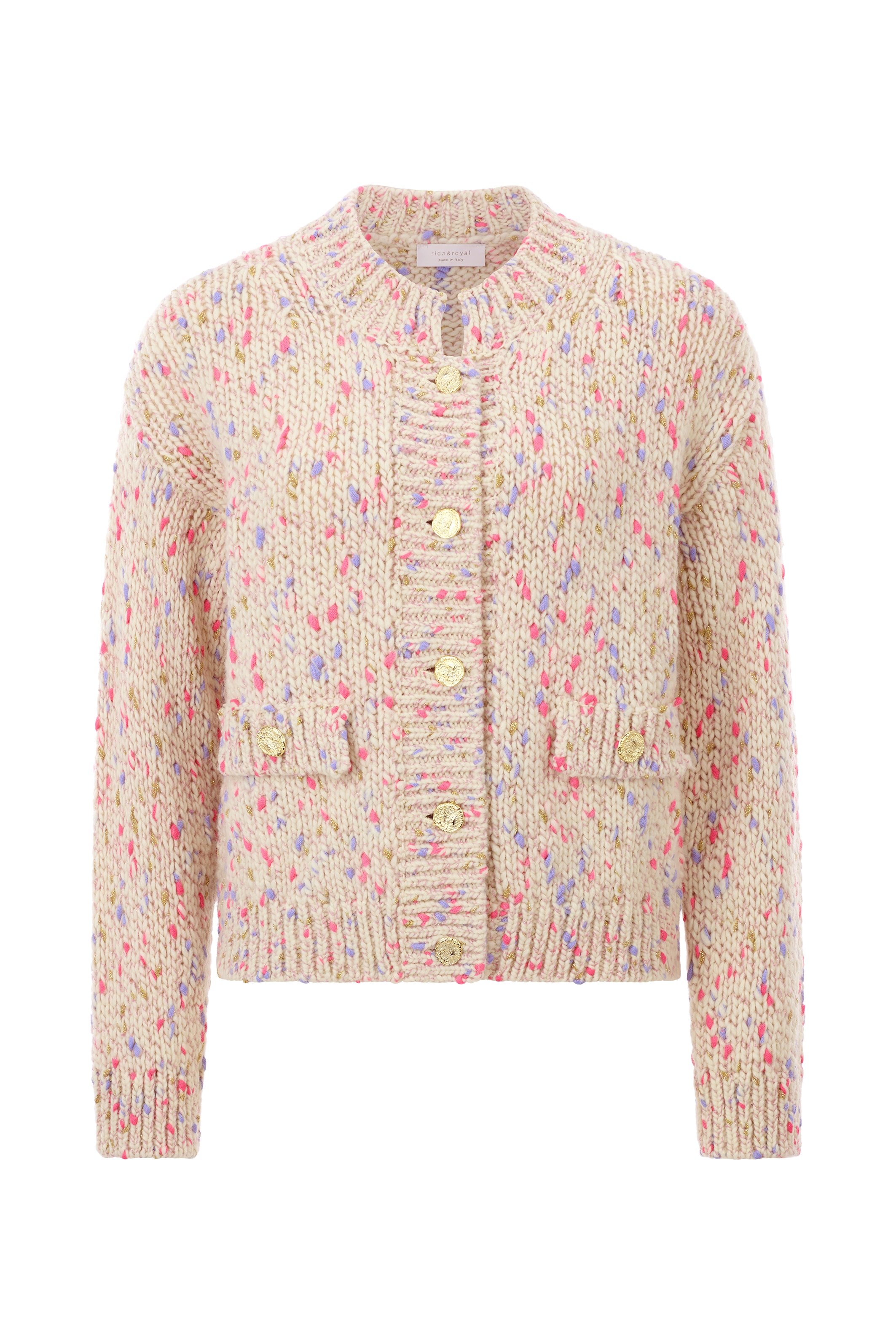 RICHROYAL Strickjacke, Aufgesetzte Taschenklappen; Überschnittene Schulter