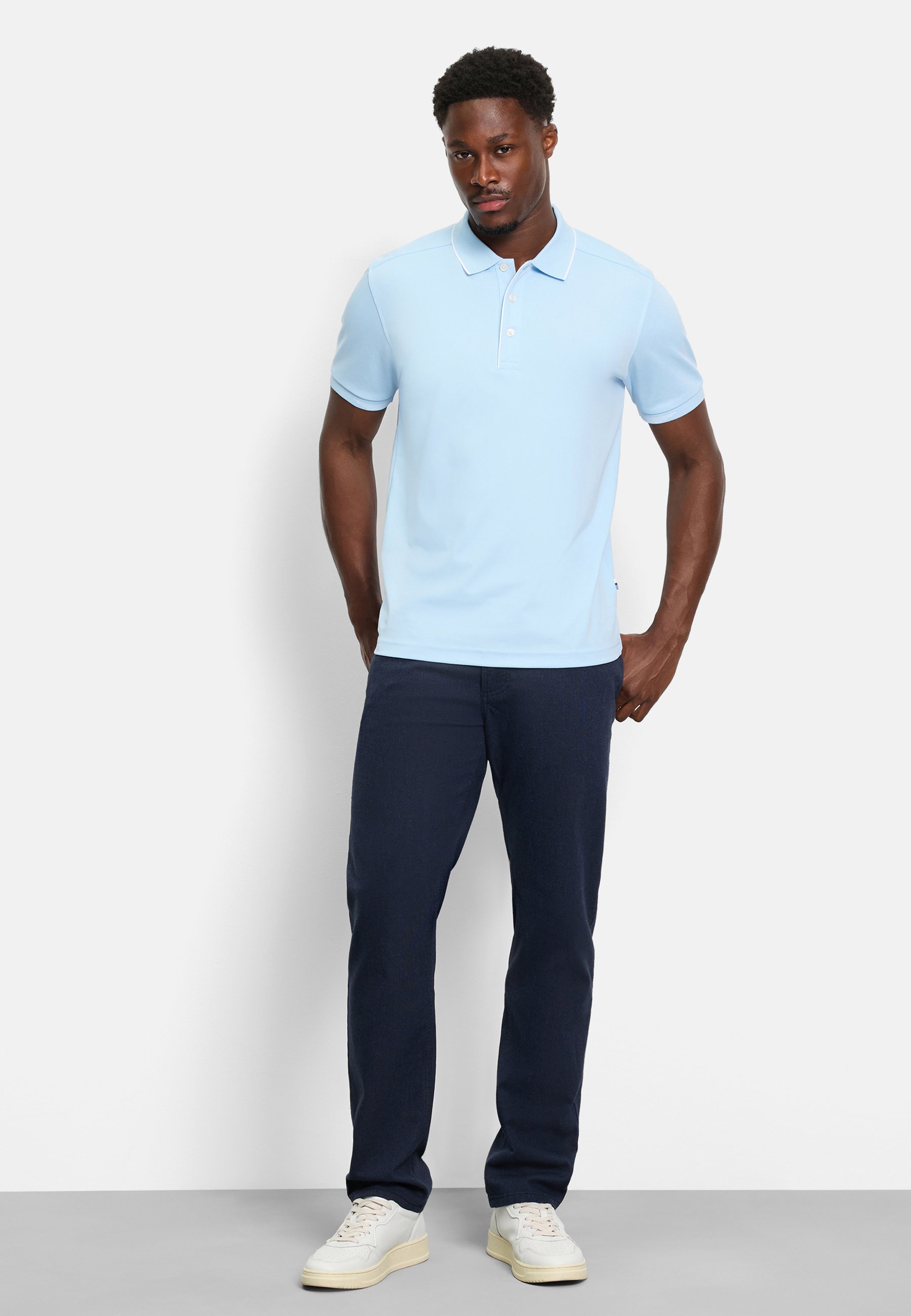 Poloshirt OLYMP "OLYMP Wirk Casual - Polo", Herren, Gr. M, blau (bleu), Jersey, Obermaterial: 51% Baumwolle, 49% Polyester, regular fit, Shirts 2