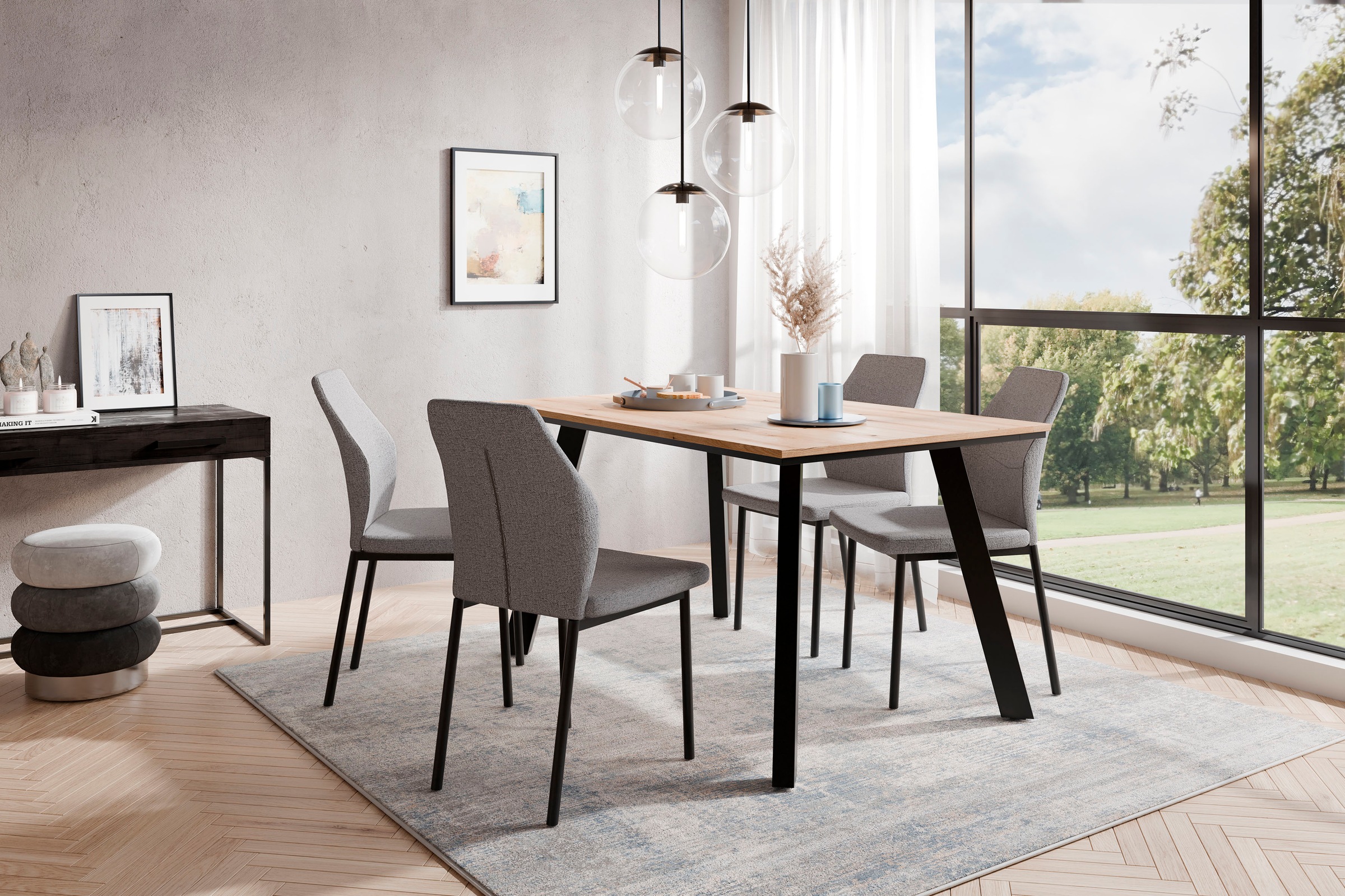OTTO home Essgruppe "Genf Tischgruppe, Esstisch plus 4 Stühle" Set, Ottos D günstig online kaufen