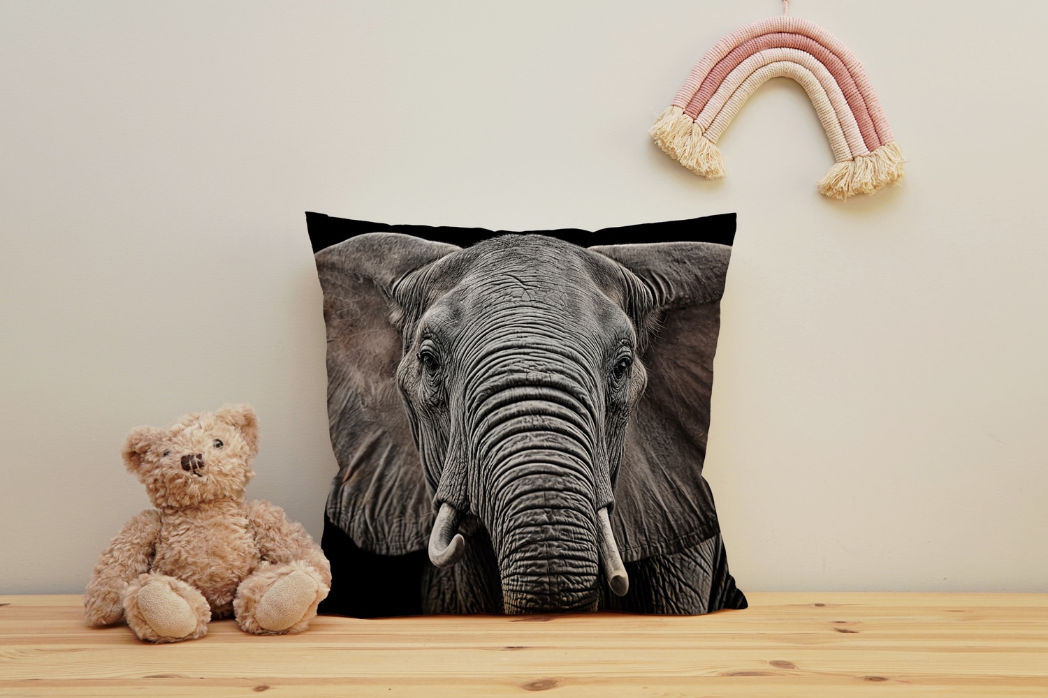 queence Dekokissen "Elefant" Kissenhülle mit HD Premium Druck, geruchsneutral, 40x40cm