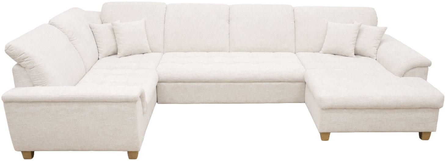 OTTO home Wohnlandschaft »Egedal 344 x 214 cm, auch mit Schlaffunktion & Bettkasten, Holzfüße« U-Form, aus pflegeleichtem Lu x us-Microfaser