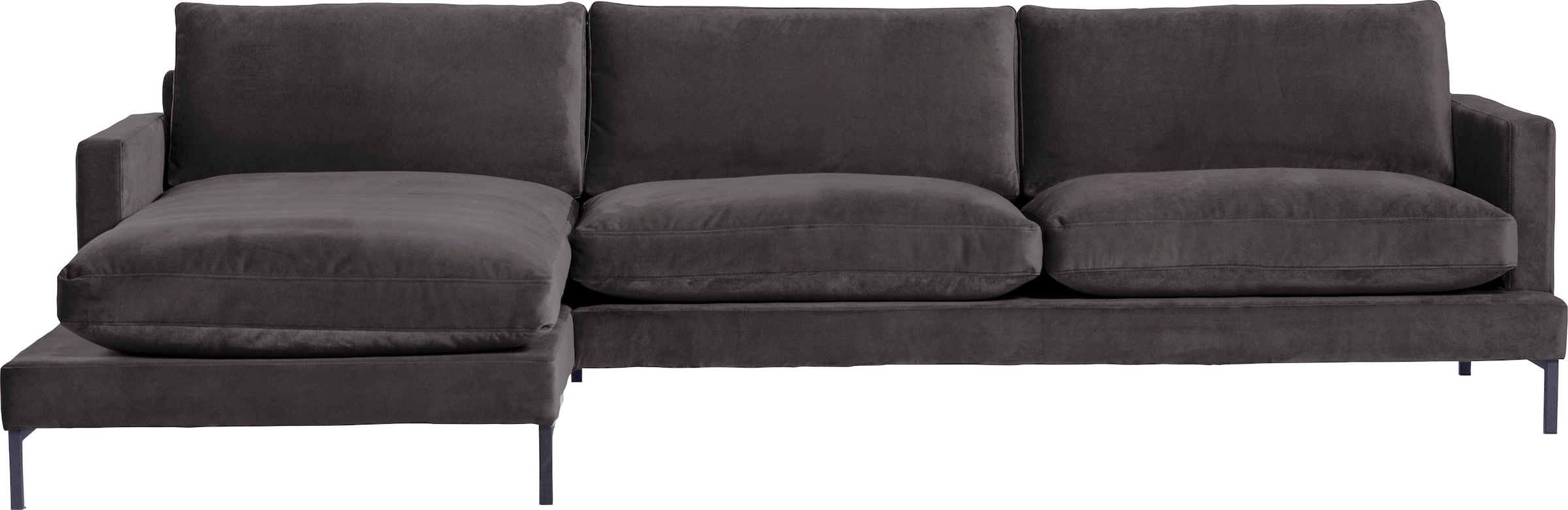 andas Ecksofa "Welland, L-Form," mit schwarzen Metallfüßen, mit Federfüllung im Sitz- und Rückenkissen