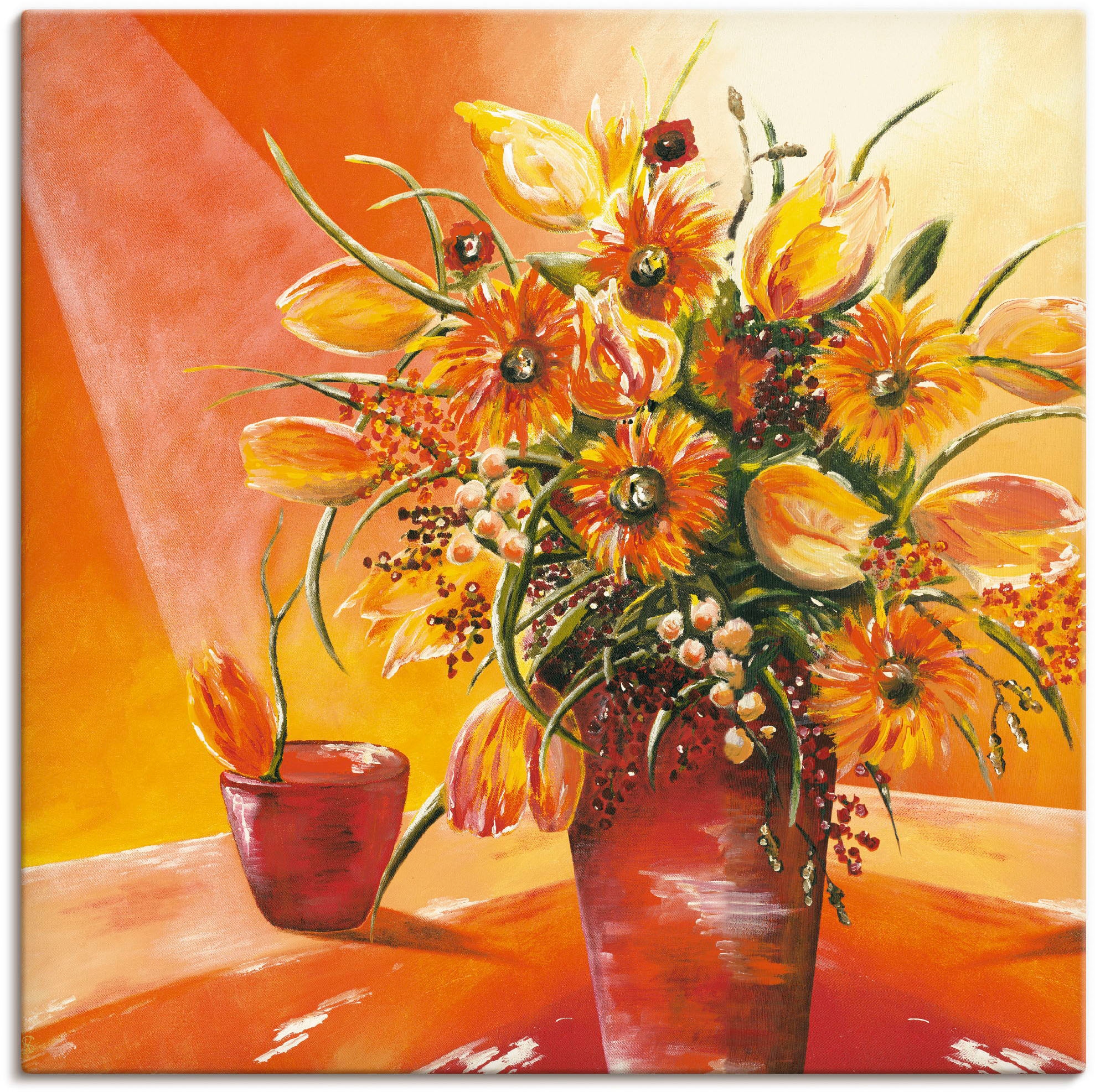Artland Leinwandbild "Blumenstrauß in Vase I" Blumen 1 Stk. tlg. auf Holzra günstig online kaufen