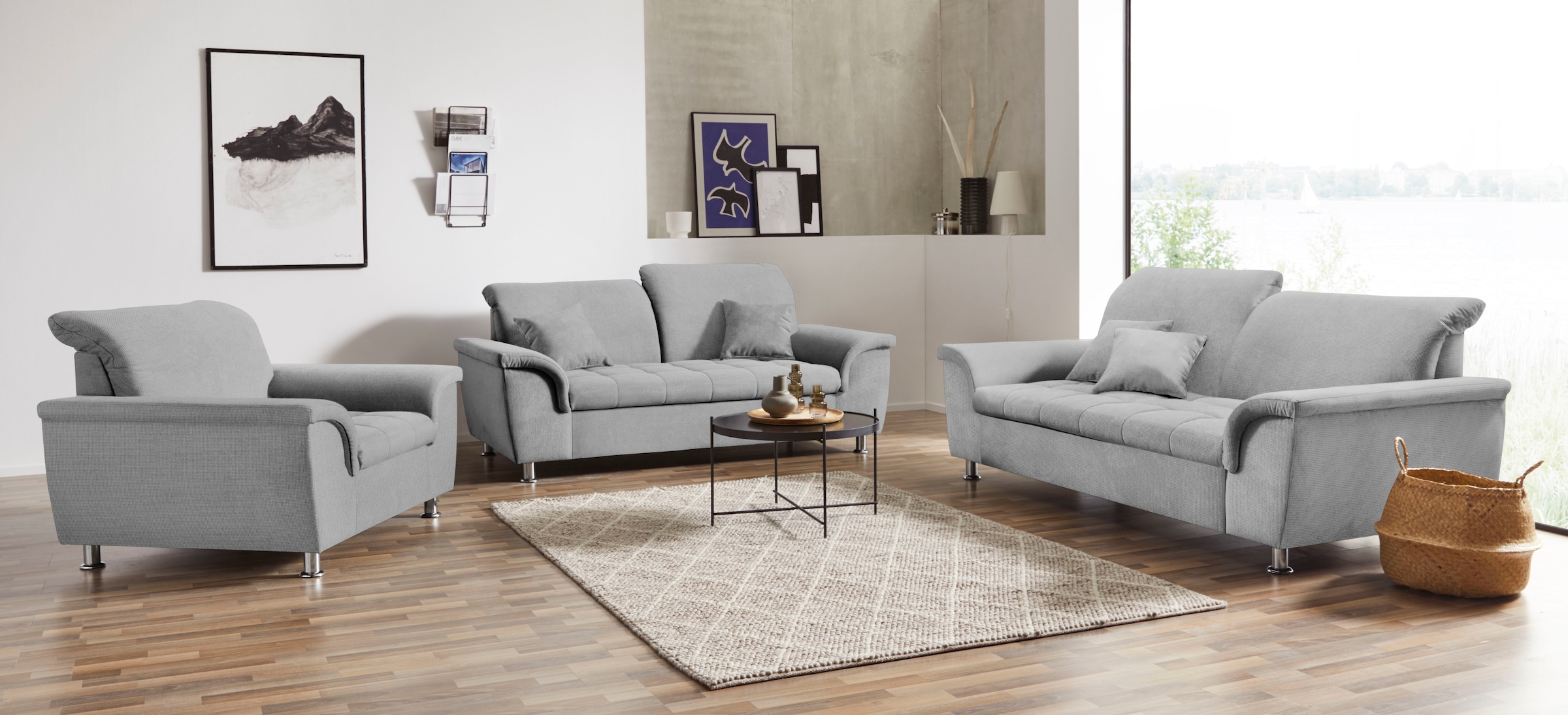 DOMO collection 2,5-Sitzer »Franzi«, wahlweise mit Kopfteilverstellung, inklusive Zierkissen