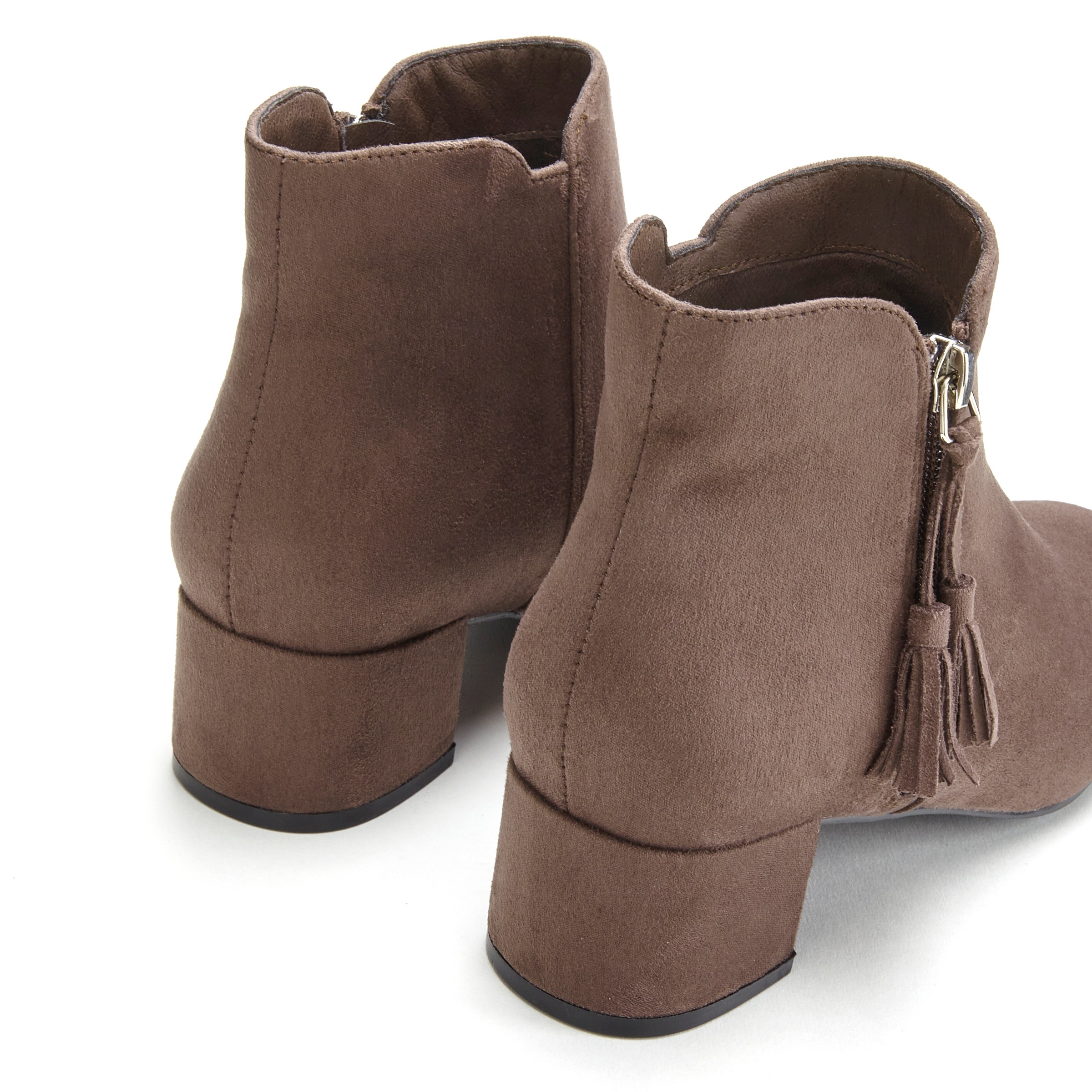 Stiefelette LASCANA, Damen, Gr. 42, braun (braun, taupe), Obermaterial: 100% Textilmaterial. Decksohle: 100% Lederimitat. Futter: 100% Textilmaterial. Laufsohle: 100% Synthetik, unifarben, Schuhe Stiefelette, Stiefel, Boots mit bequemem Blockabsatz VEGAN 3