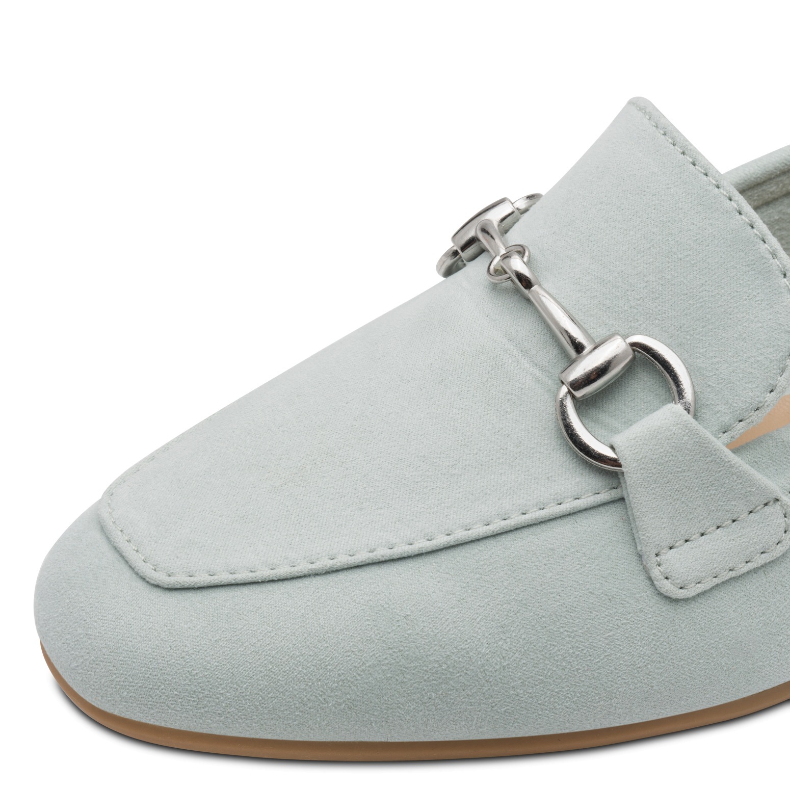 Slipper MARCO TOZZI, Damen, Gr. 37, mint, Textil, Veloursleder, unifarben, Schuhe Slipper, Blockabsatz, Loafer, Businessschuh mit Schmuckspange 3