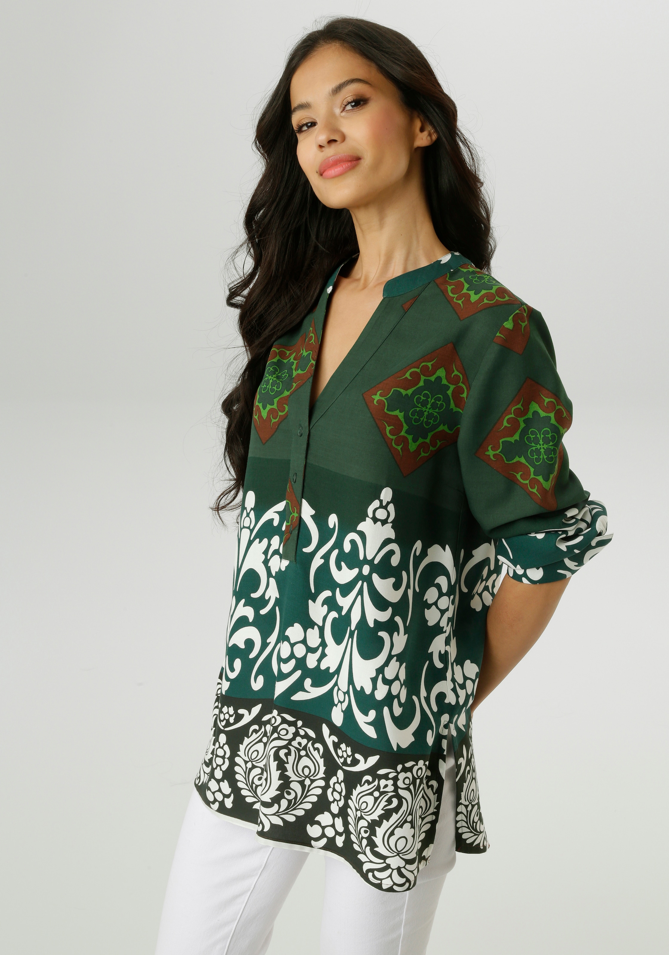 Aniston SELECTED Longbluse, mit stilvollen Ornamenten - NEUE KOLLEKTION günstig online kaufen