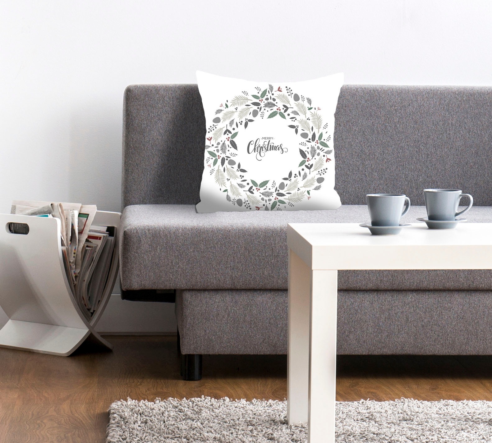 queence Dekokissen "Lavendel" Kissenhülle,Merry Christmas,Weiß,Kranz,Weihna günstig online kaufen