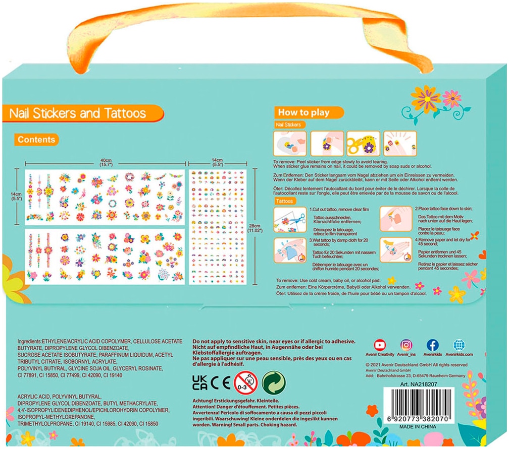 Avenir Kreativset »Kinder-Nagelsticker & Tattoos Blumen«