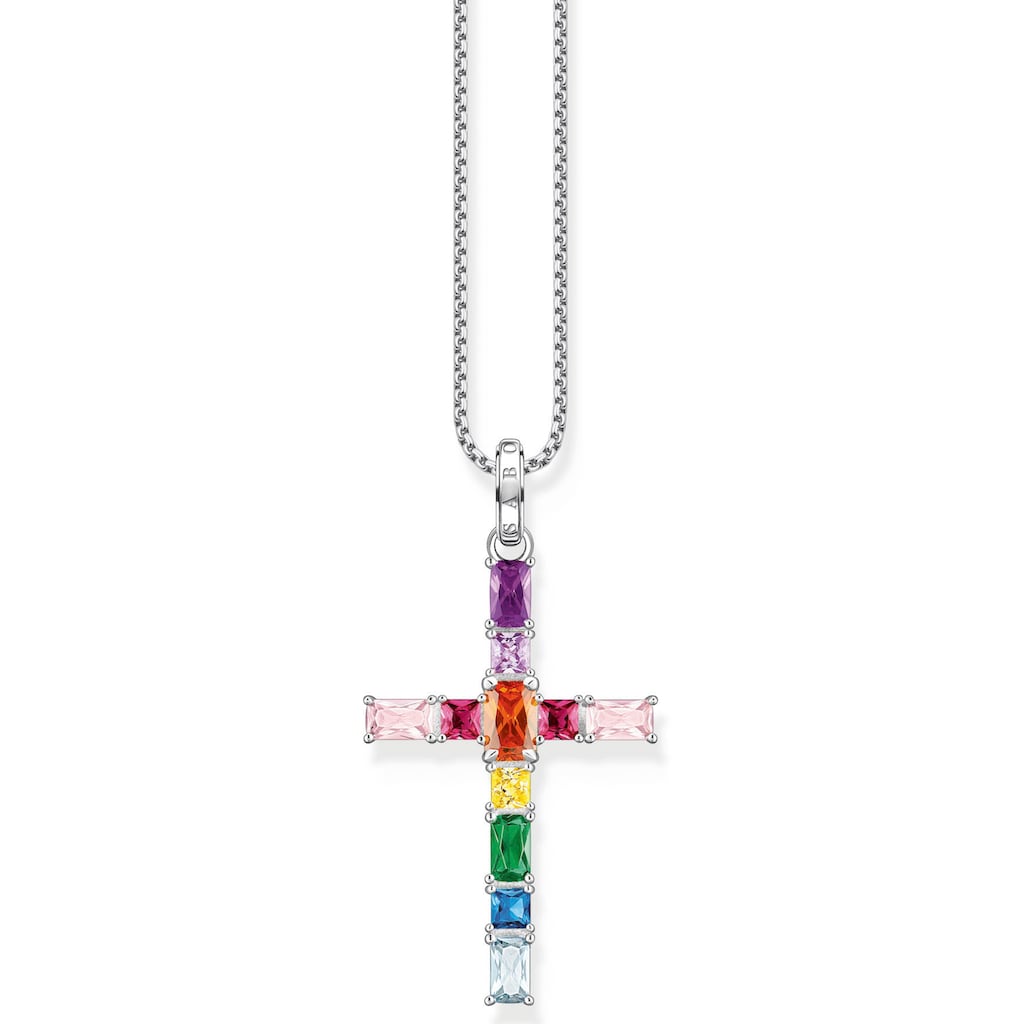 THOMAS SABO Kettenanhänger »Kreuz pinke oder bunte Steine, PE939-051-9, PE939-073-7«