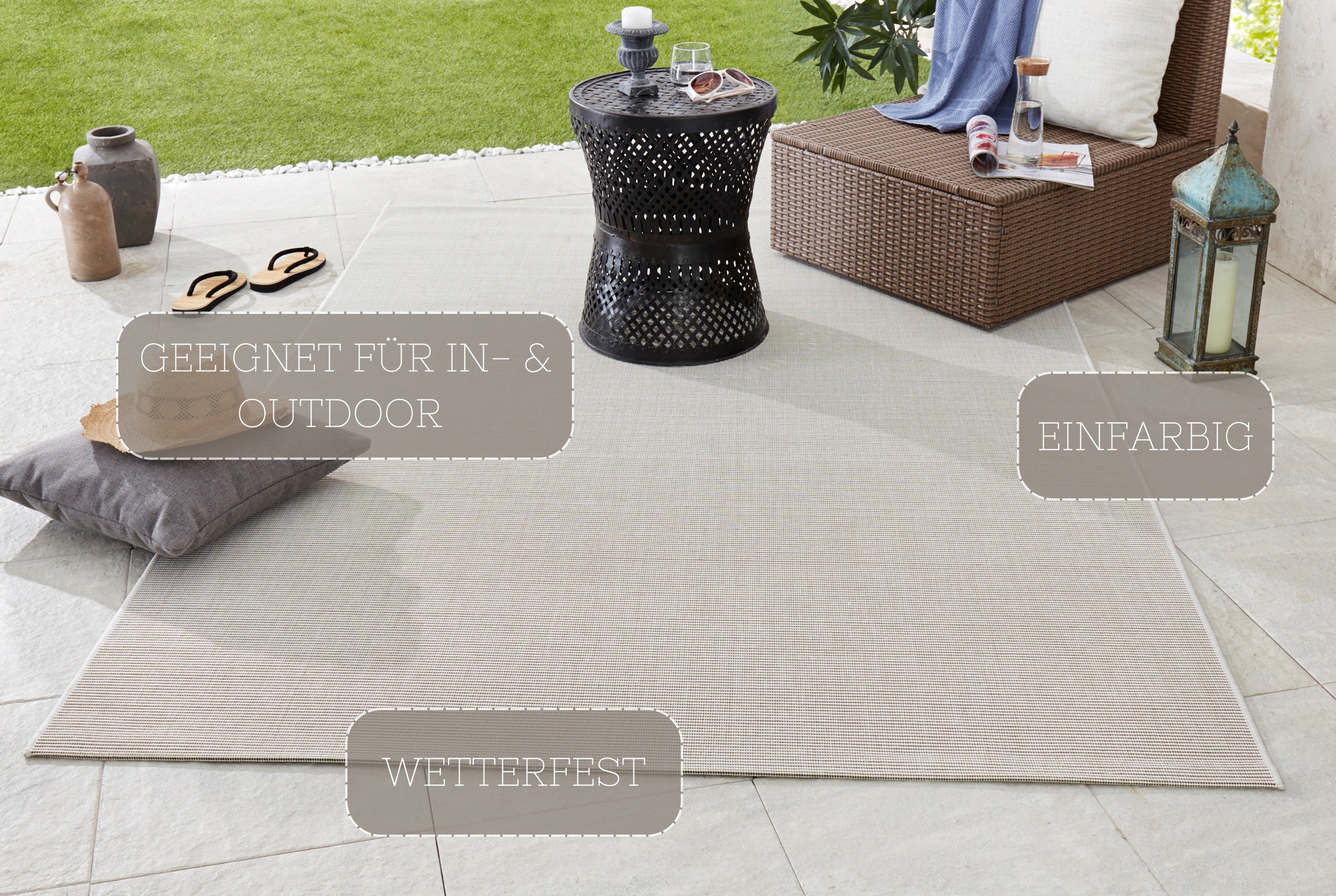 NORTHRUGS Teppich »Match«, rechteckig, 8 mm Höhe, In-& Outdoor, Kurzflor, Läufer, Modern, Unifarben, Wohnzimmer, Balkon