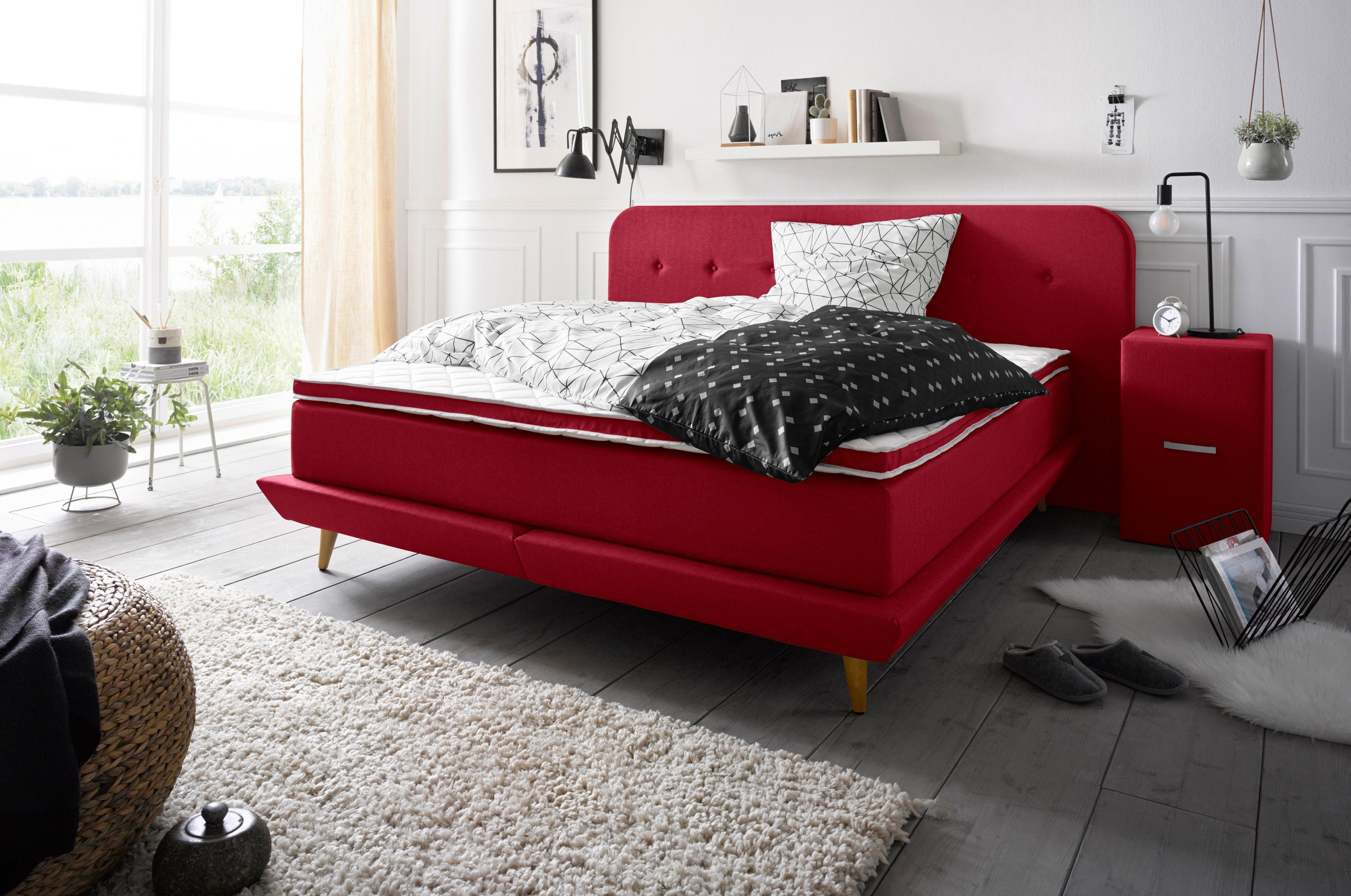 andas Boxspringbett »Premium«, Steppung mit Knopfheftung, inkl. Topper