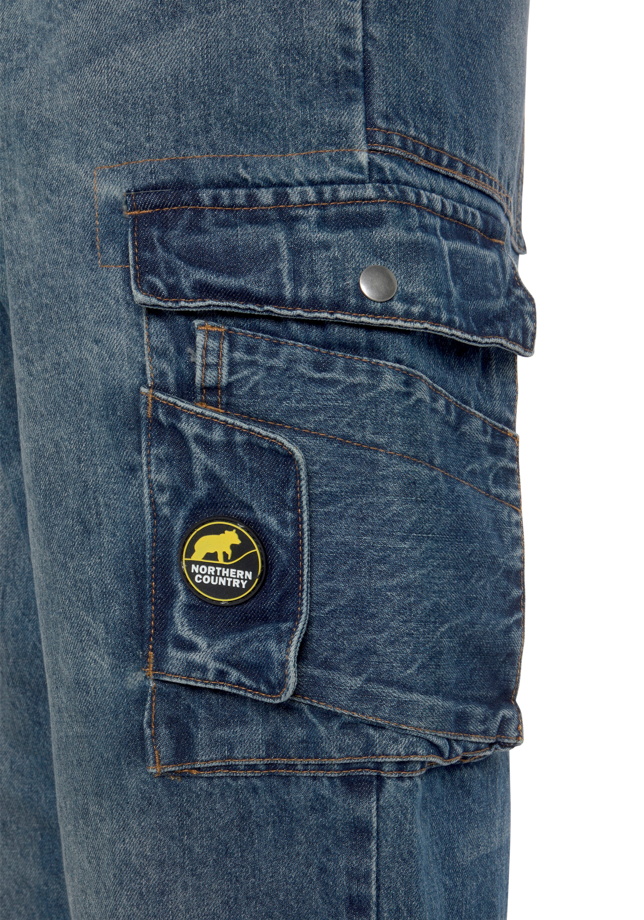 fit), Country Raten (aus Baumwolle, Taschen Northern Jeans«, Bund, comfort mit Jeansstoff, »Multipocket 9 mit 100% | dehnbarem BAUR praktischen Arbeitshose auf robuster