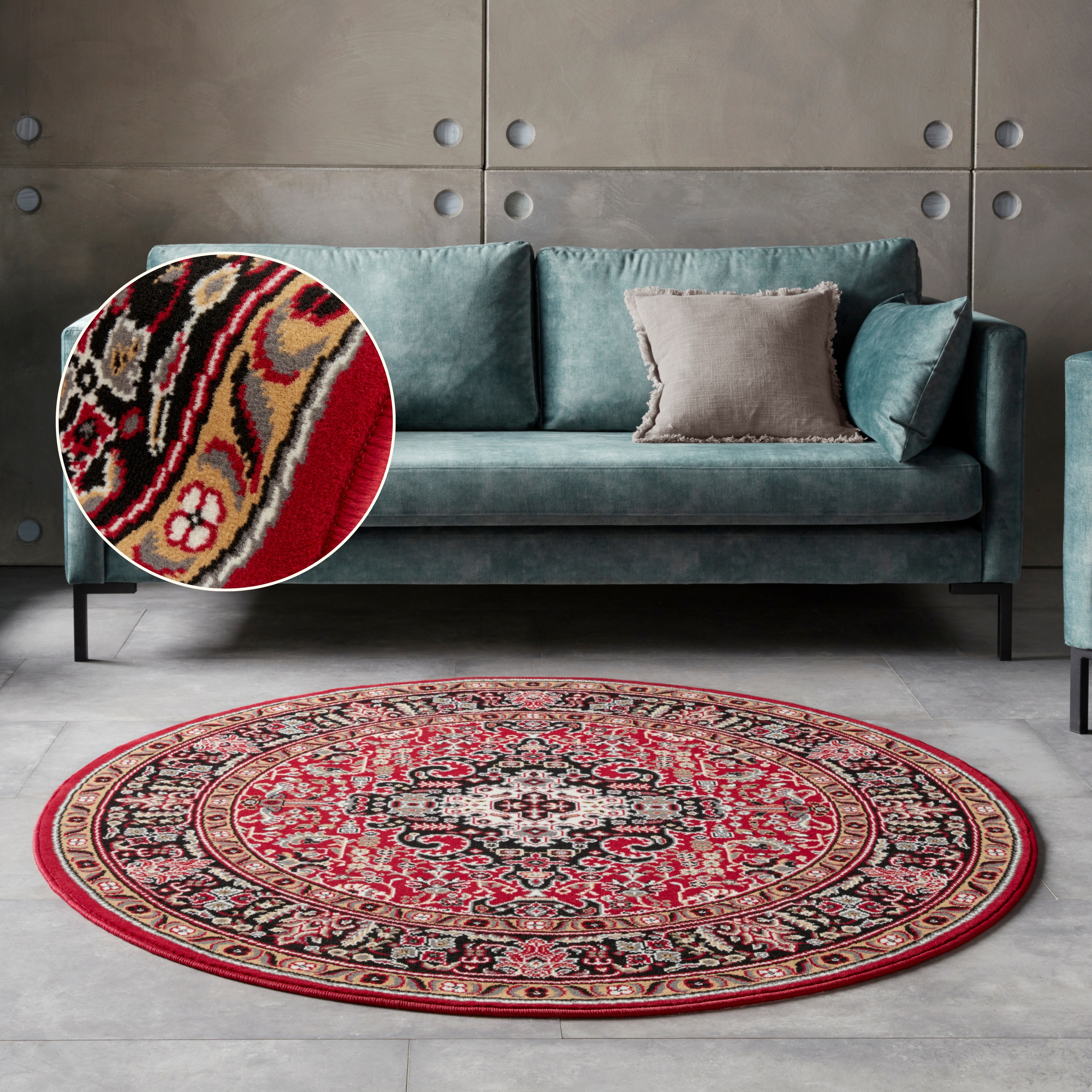 HANSE Home Teppich "Skazar Isfahan" rund 9 mm Höhe Kurzflor, Orient, Teppich, Vintage, Esszimmer, Wohnzimmer, Flur