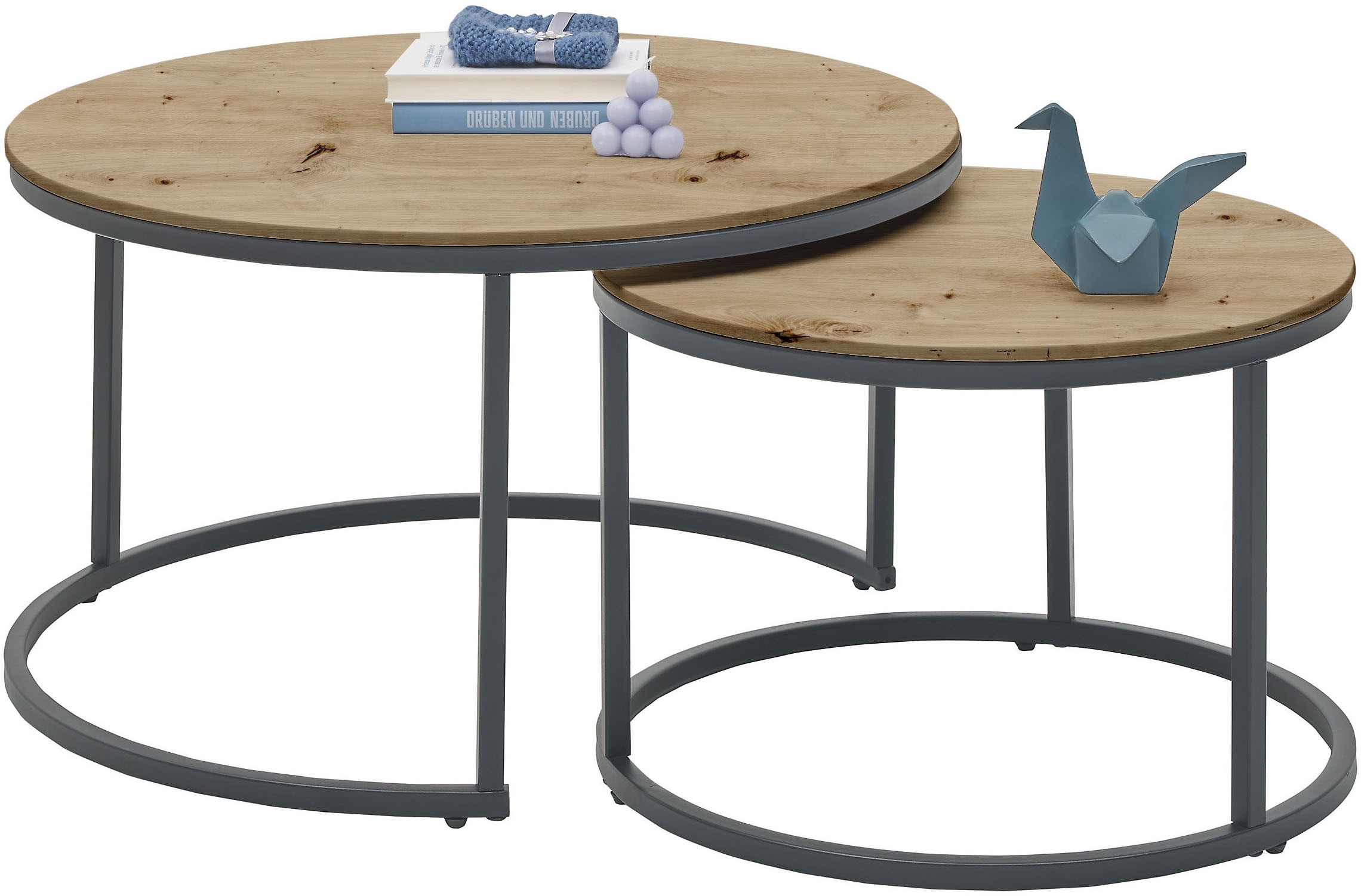 Stolkom Couchtisch »Gino 2 Ø/H 80x75 cm & 60x40 cm« 1 Stk. tlg. 2er Set, 15mm MDF,PVC-Beschichtung