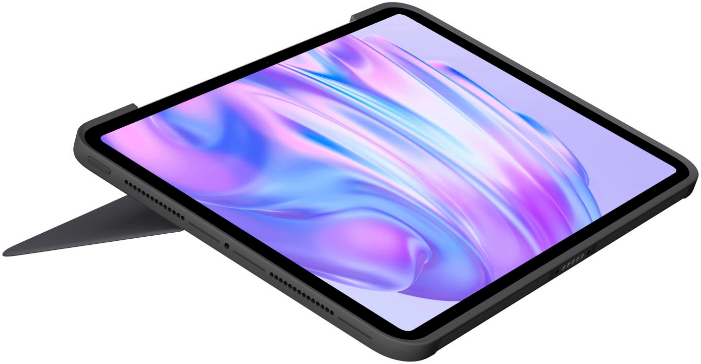 Logitech Tablet-Tastatur »Combo Touch«, (Angenehmes Tippen-verstellbare Füße-ausklappbare Füße-Touchpad-Schutzhülle-iOS Sondertasten-Multimedia-Tasten-Lautstärkeregler-Handgelenkauflage)