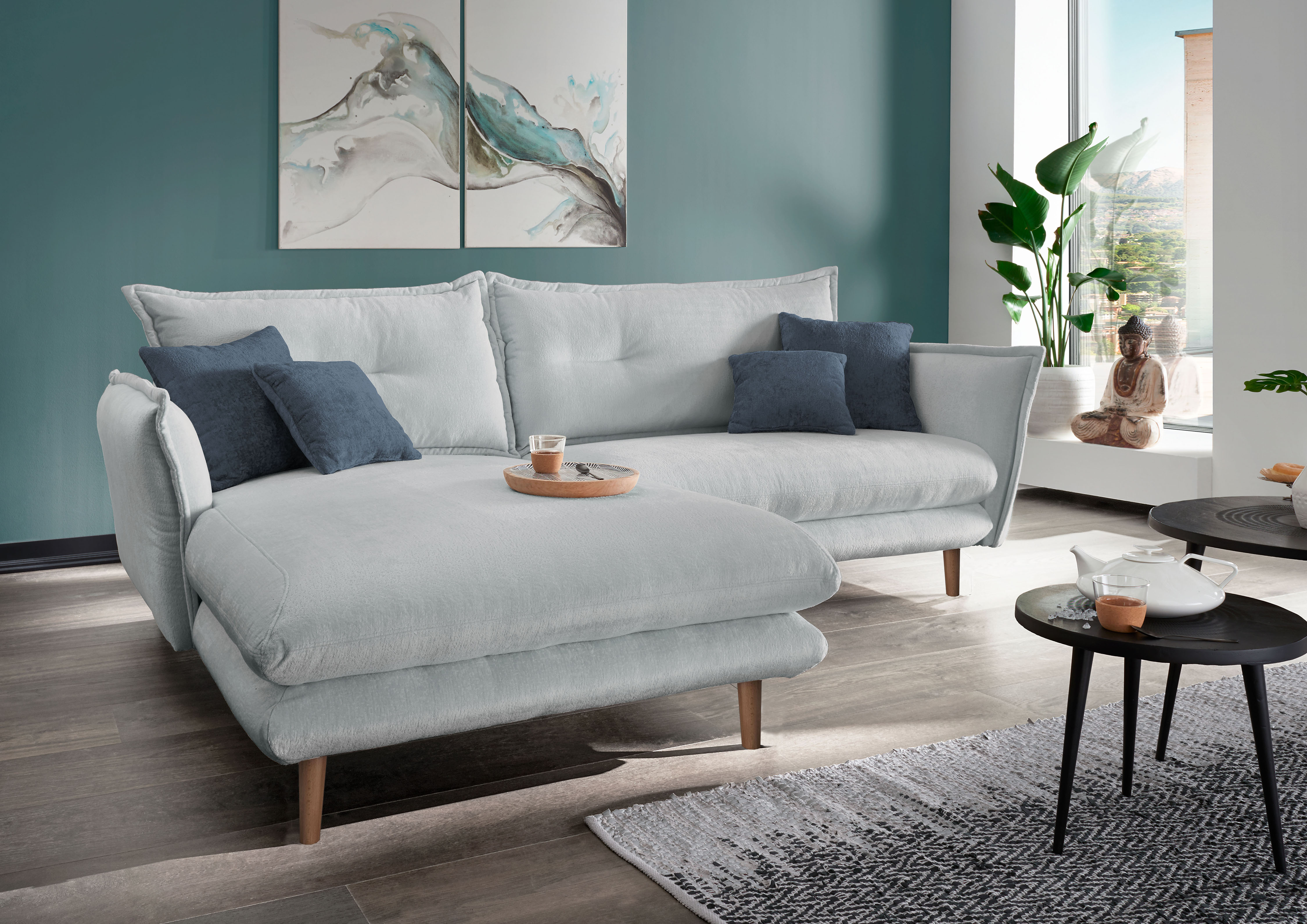Home affaire Ecksofa "Levke, 255 x 180 cm, modern und bequem" zwei verschiedene Fußfarben wählbar