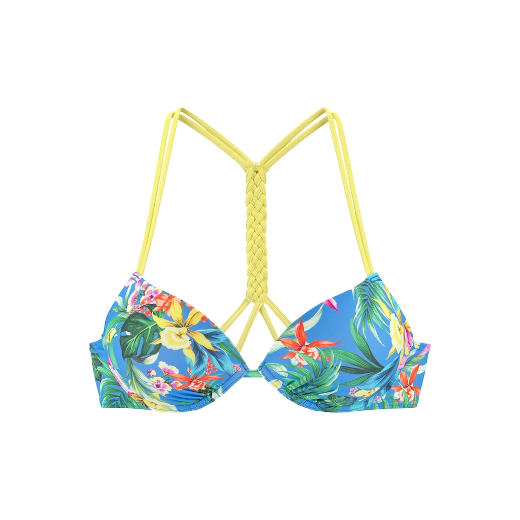 Venice Beach Push-Up-Bikini-Top »Hanni«, mit tropischem Print und gelben Details