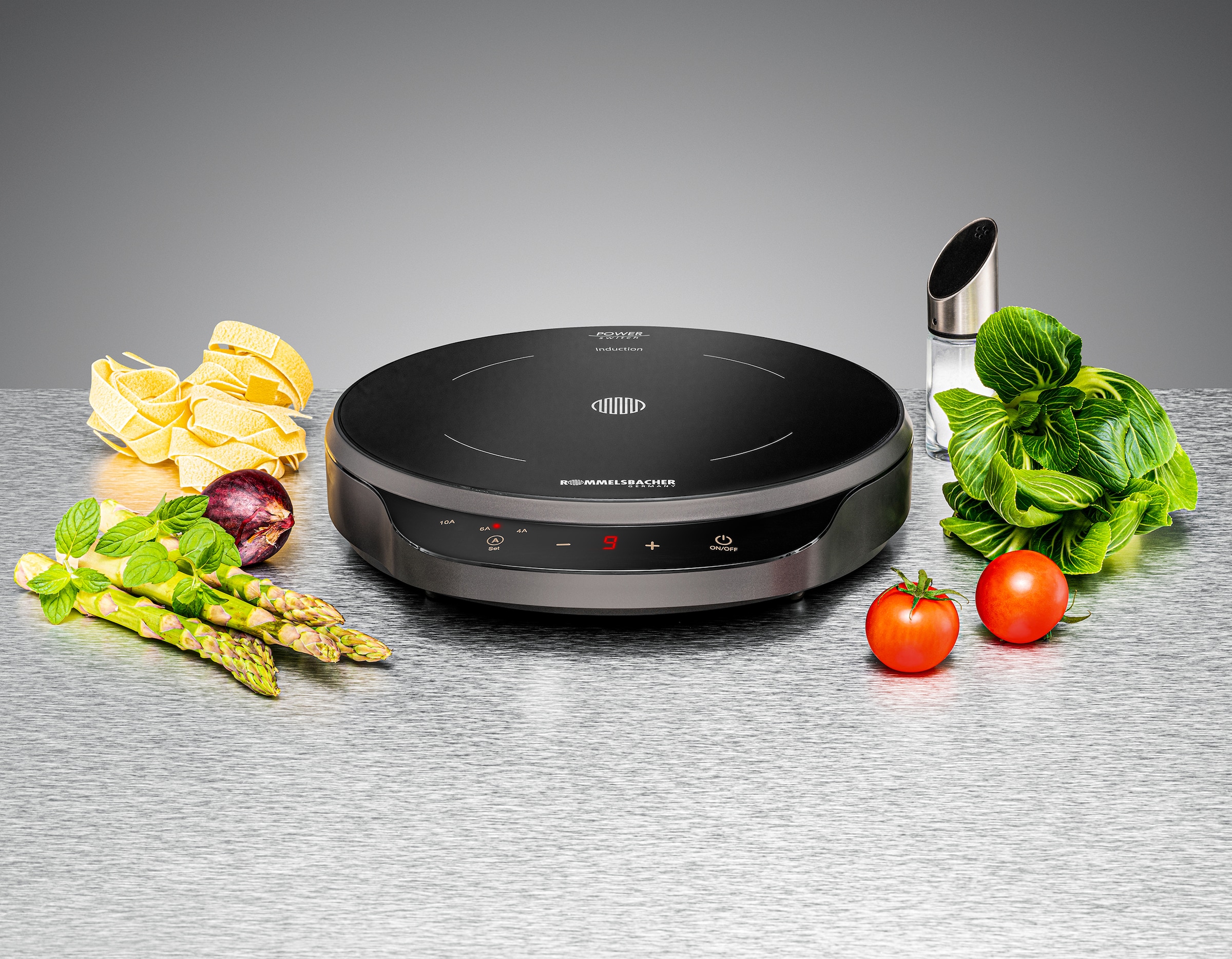Rommelsbacher Einzel-Induktionskochplatte »CTA 1800/IN Induktion - für bedarfsgerechte Strom-/Leistungsbegrenzung« POWER Switch: bedarfsgerechte Strom-/Leistungsbegrenzung