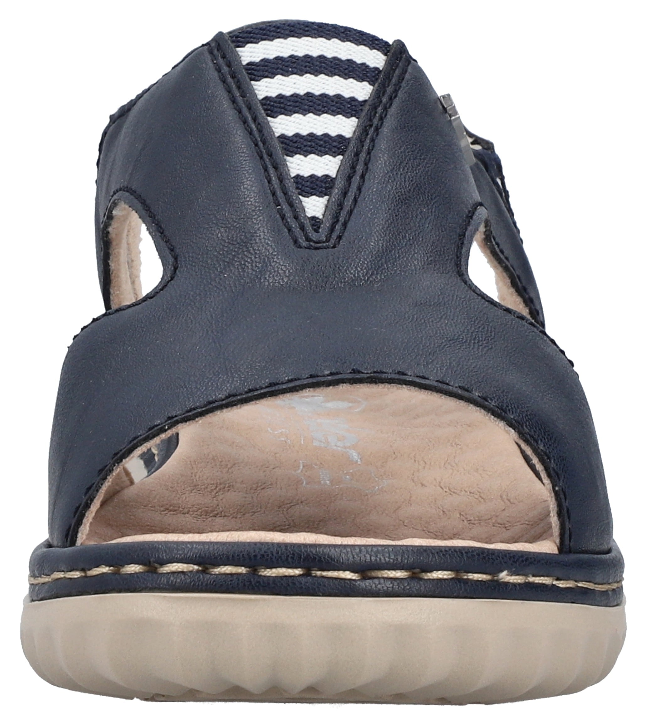 Rieker Sandale, Sommerschuh, Sandalette, Schlupfschuh mit kontrastfarbener Ziernaht