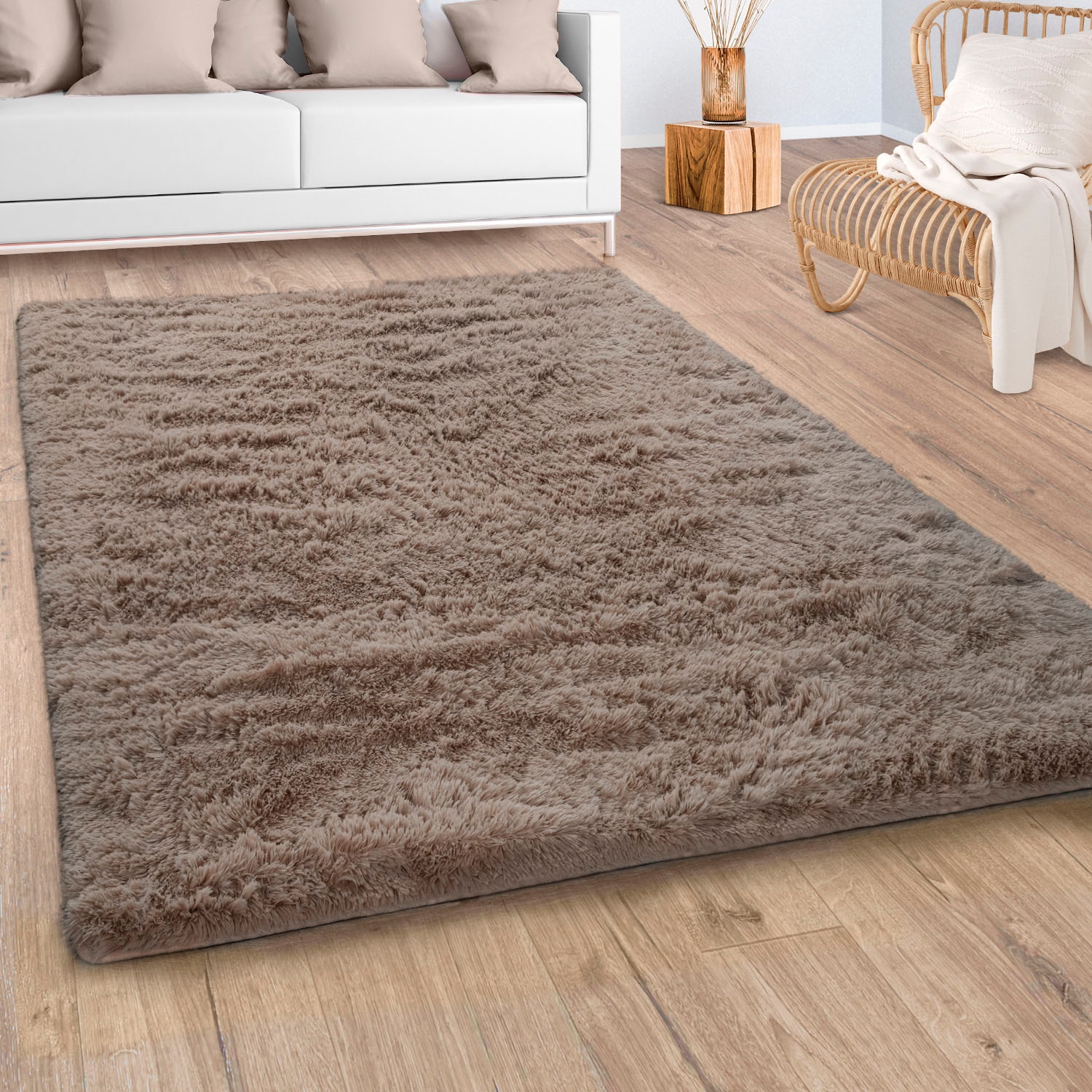Paco Home Hochflor-Teppich »Silky 591«, rechteckig, Uni-Farben, besonders  weich und kuschelig | BAUR | Kurzflor-Teppiche