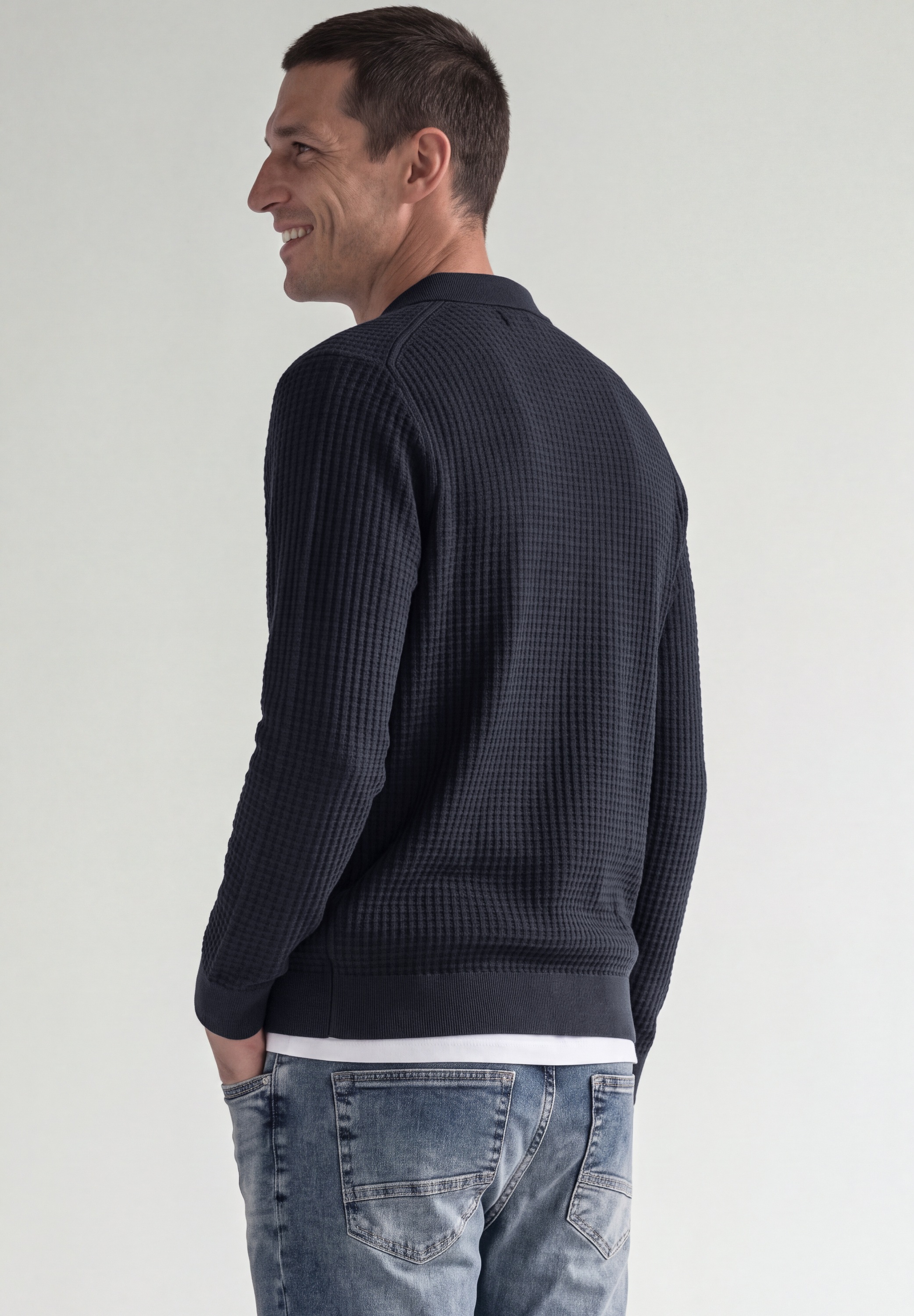 STREET ONE MEN Strickpullover in Unifarbe