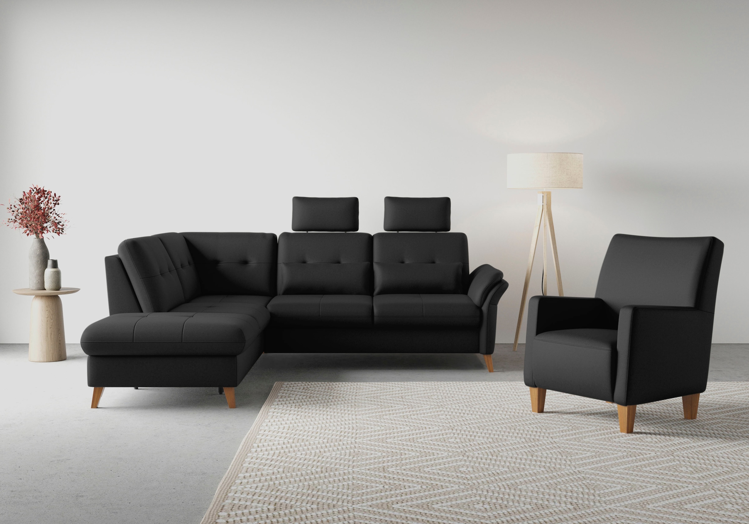 sit&more Ecksofa "Göteborg" inkl. Sitztiefenverstellung, wahlweise mit Bettfunktion & Bettkasten