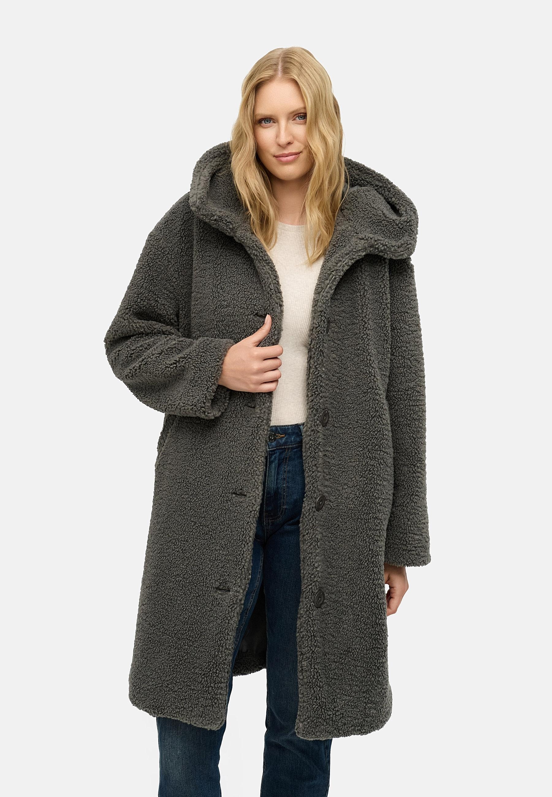 Ragwear Langmantel »Joonie YOUMODO«, Langer Plüschmantel mit Kapuze