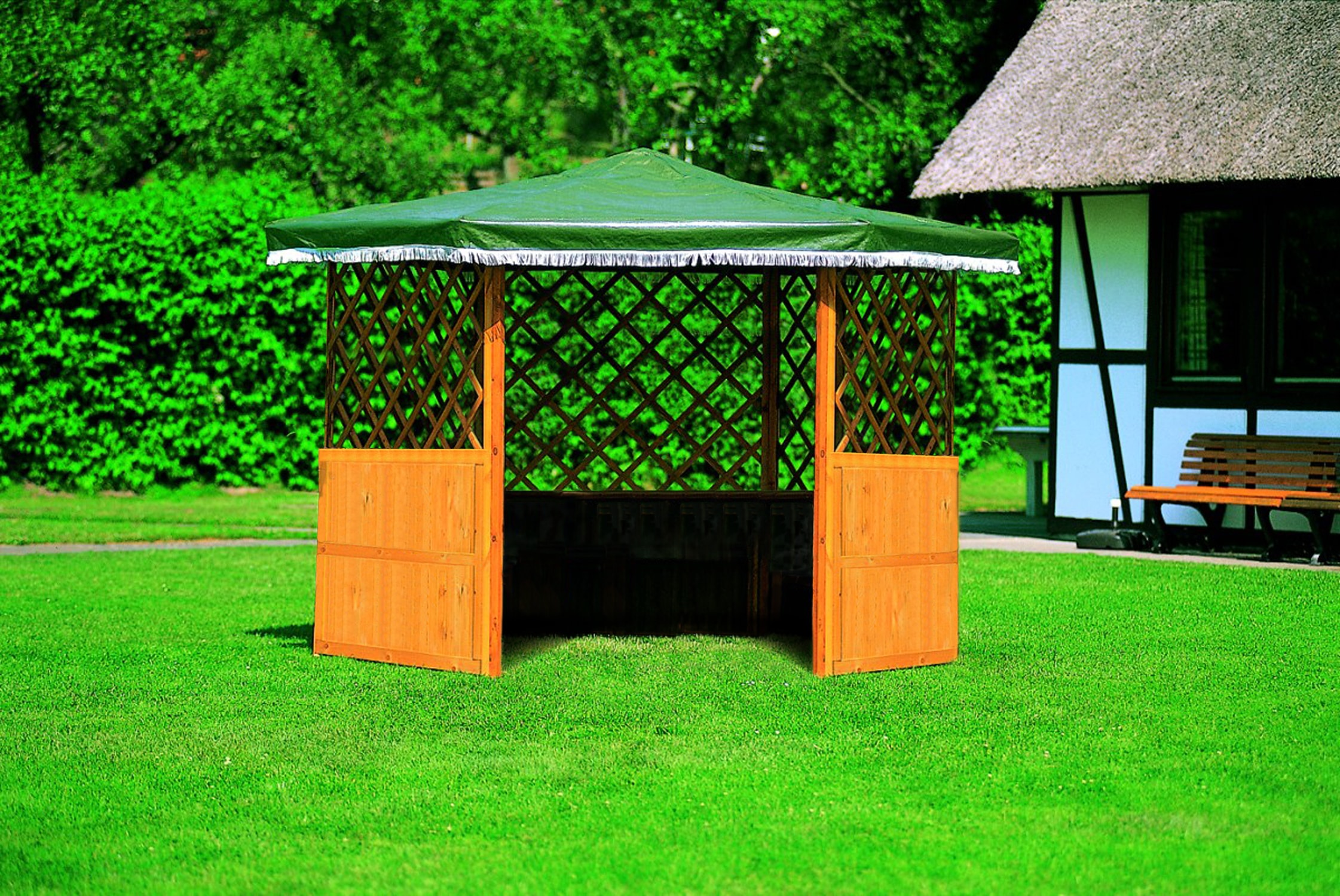 promadino Holzpavillon »Marburg«, (Set), BxT: 309x309 cm, inkl. Brüstung