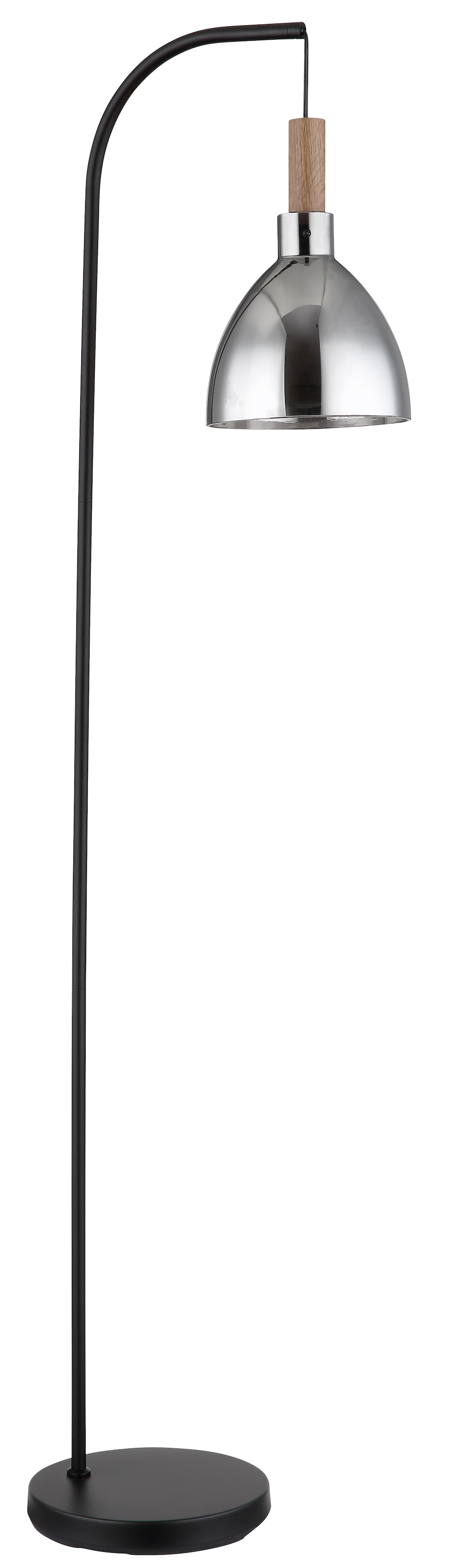 GLOBO LIGHTING Stehlampe »MATTEA« E27 1 Stk. Schwarze Stehleuchte mit rauchfarbenem Glas und Holzoptik