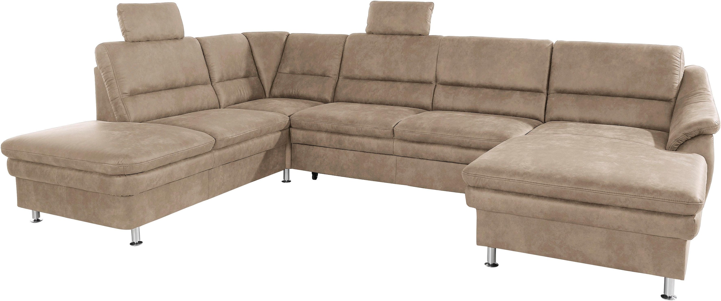 sit&more Wohnlandschaft "Cardoso, U-Form, B: 324 cm, Bettfunktion und Relaxfunktion optional" 2 Kopfstützen inklusive, Federkern, komfortable Sitzhöhe 47 cm