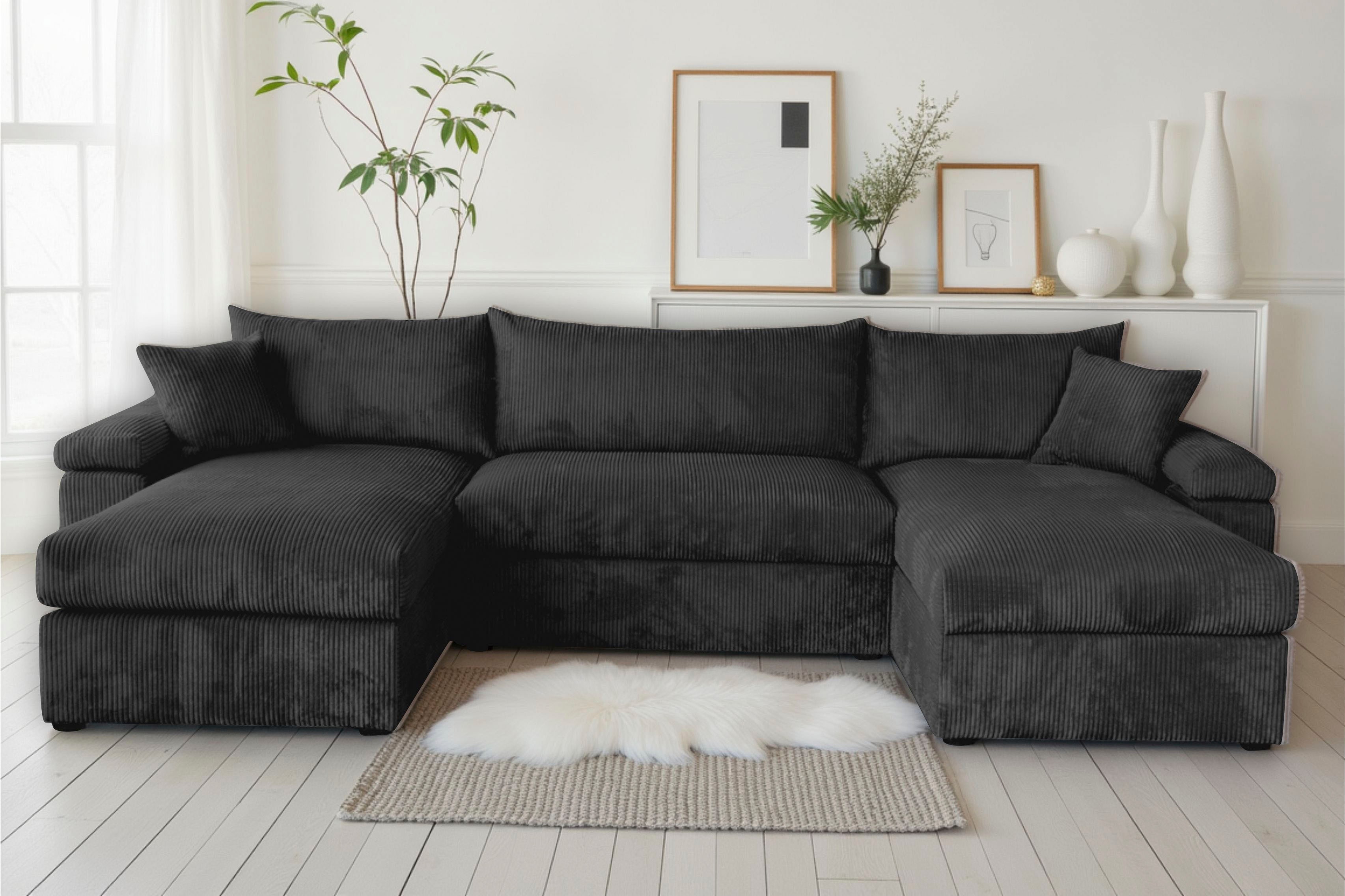 OTTO home "Cosy U-Form, B: 309 cm, XXL-Wohnlandschaft mit Federkern" 2 Zierkissen, Mega-Sofa, Cord oder Struktur weich, Kaltschaumauflage