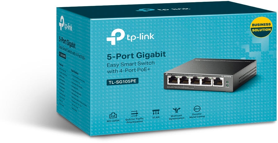 TP-Link Netzwerk-Switch »TL-SG105PE 5-Port Gigabit (4x PoE+) L2 Smart Switch«, (1 St.)