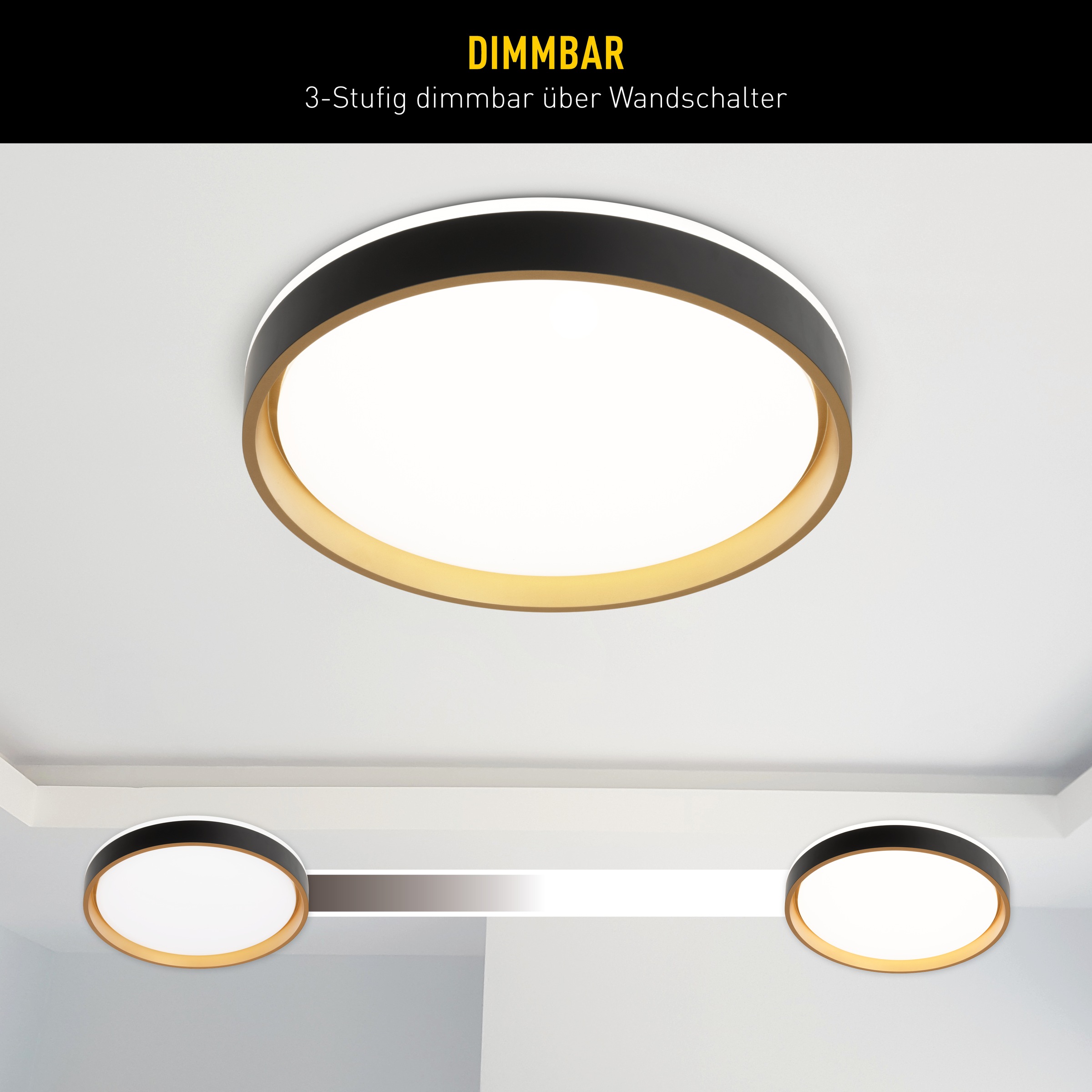 näve LED Deckenleuchte »Tunis« LED-Modul 1 Stk. Neutralweiß 3 stufig dimmbar per Wandschalter/25%/50%/100%, inkl. Memoryfunktion