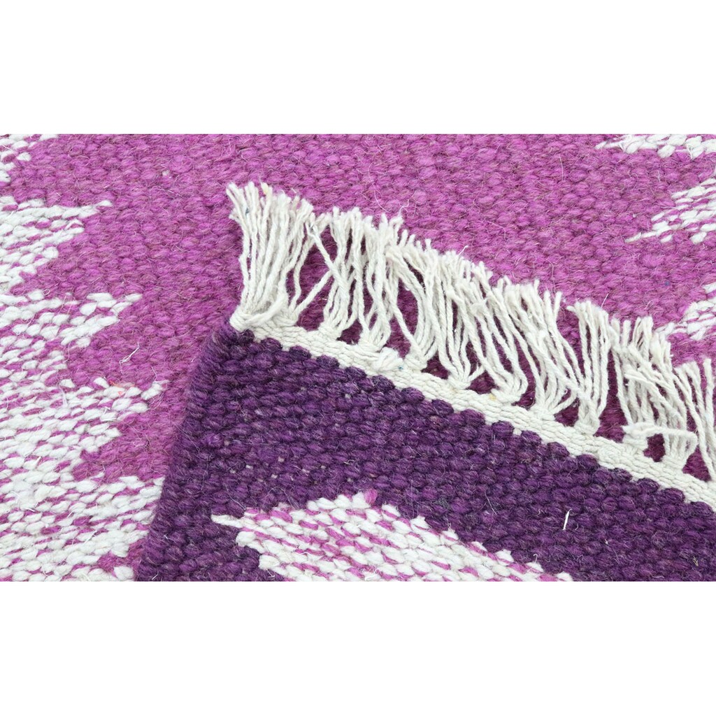 morgenland Wollteppich »Kelim Teppich handgewebt lila«, rechteckig