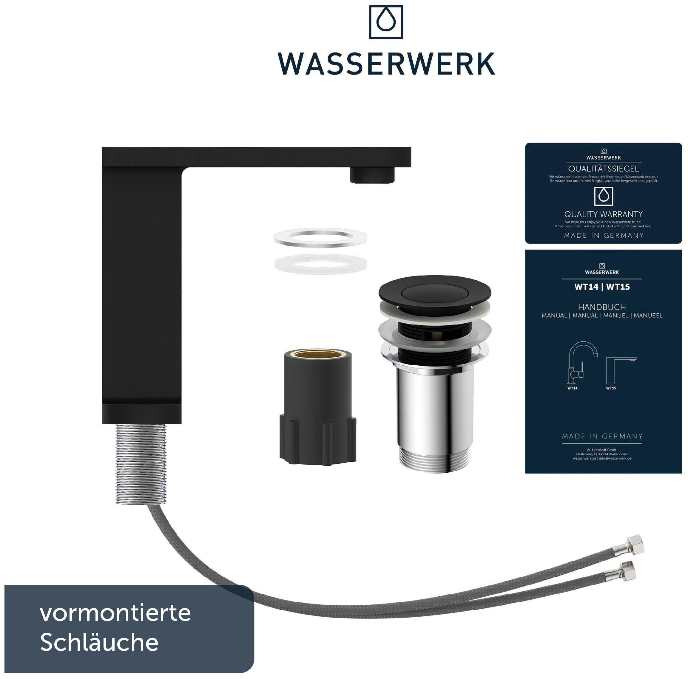 WASSERWERK Waschtischarmatur »WT 15«, inkl. Popup, wassersparend