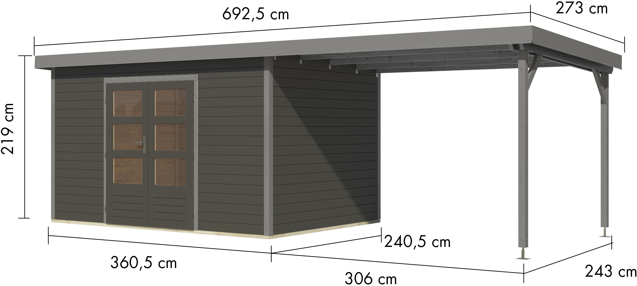 Karibu Gartenhaus »Pluto 7 B«, aus hochwertigen Materialien