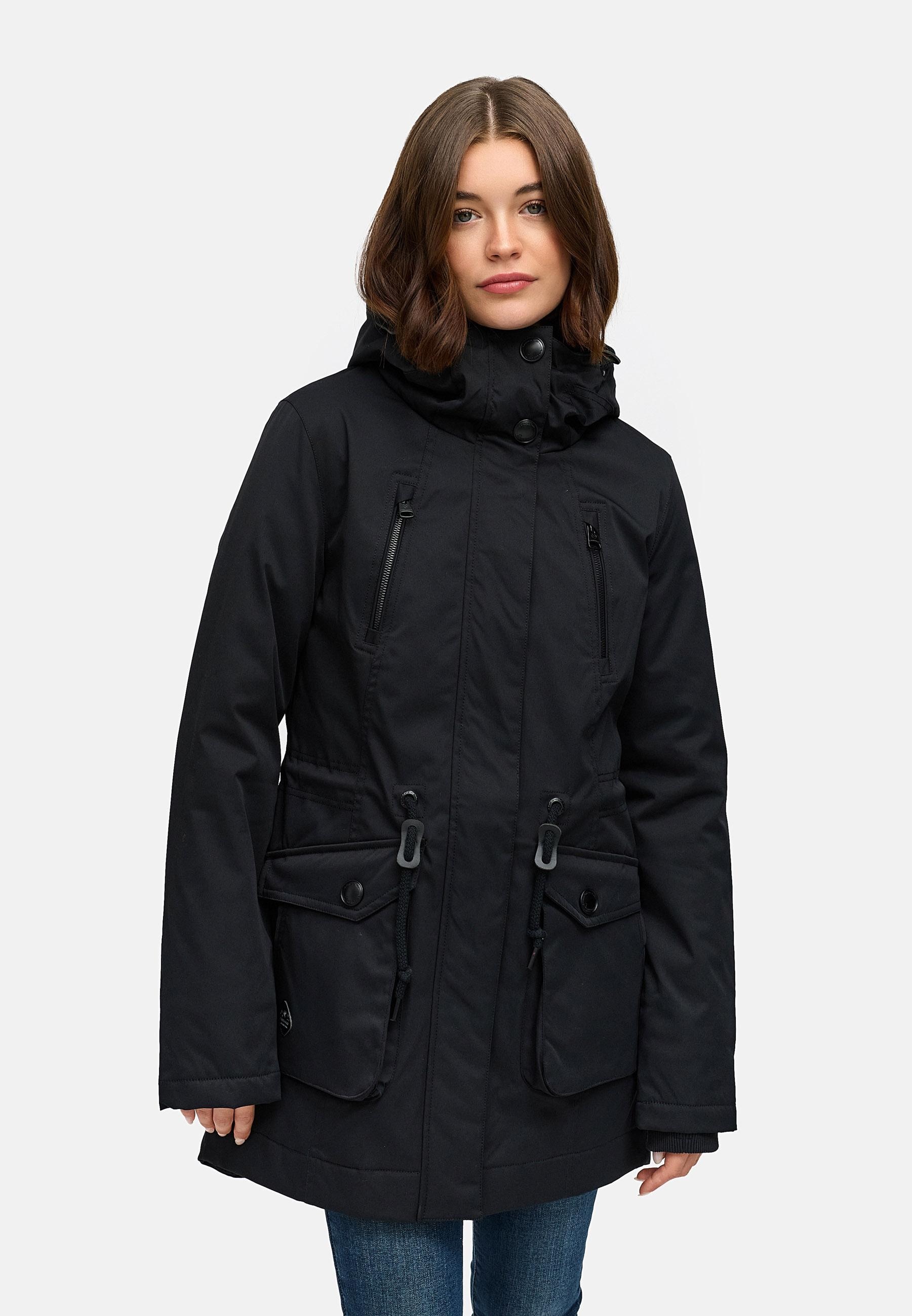 Ragwear Kurzmantel »Ellsa YOUMODO« Winterparka mit auffälligen Taillenzugkordeln und Kapuze