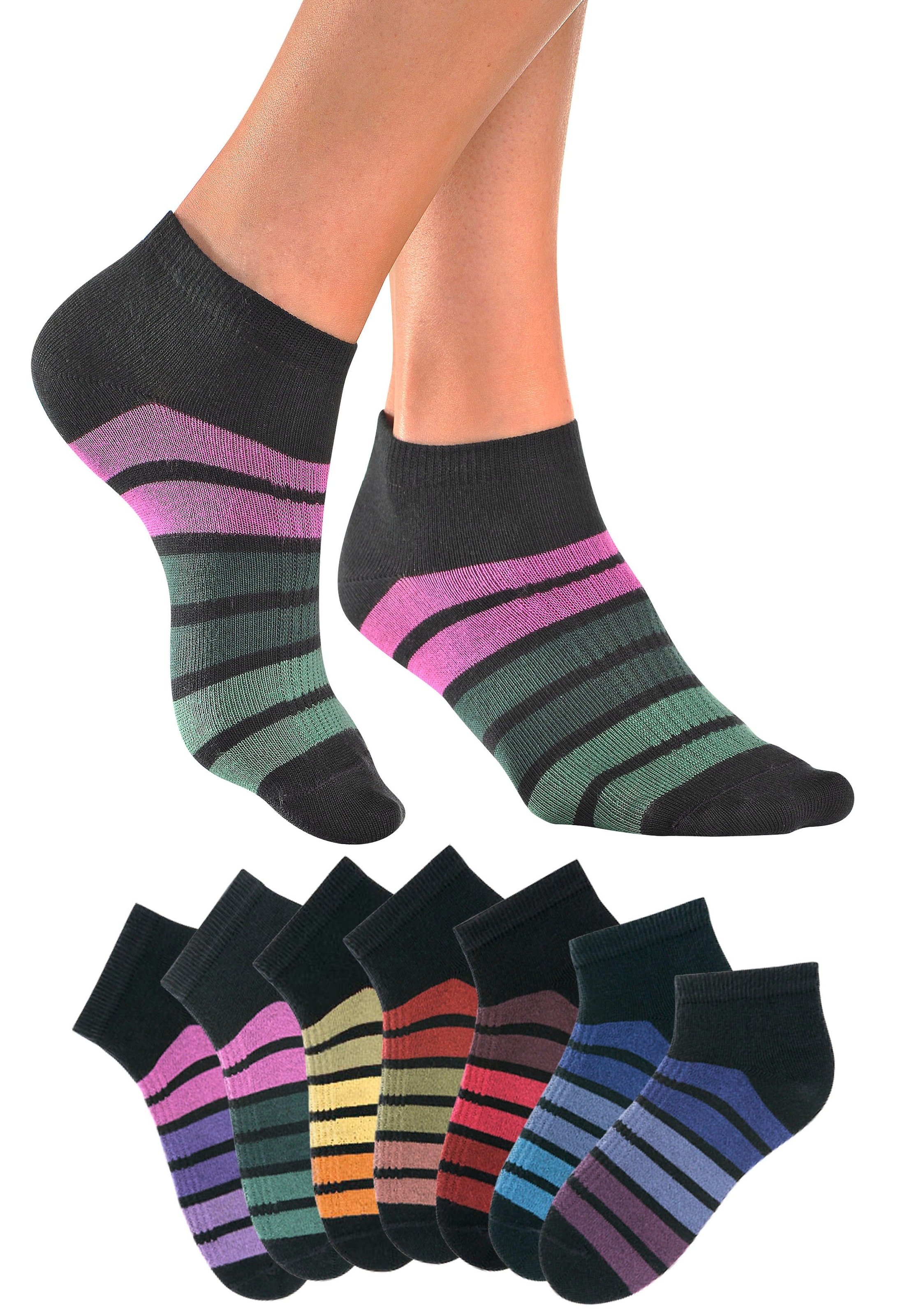 H.I.S Sneakersocken, (Set, 7 Paar), mit bunten Ringeln ▷ für | BAUR