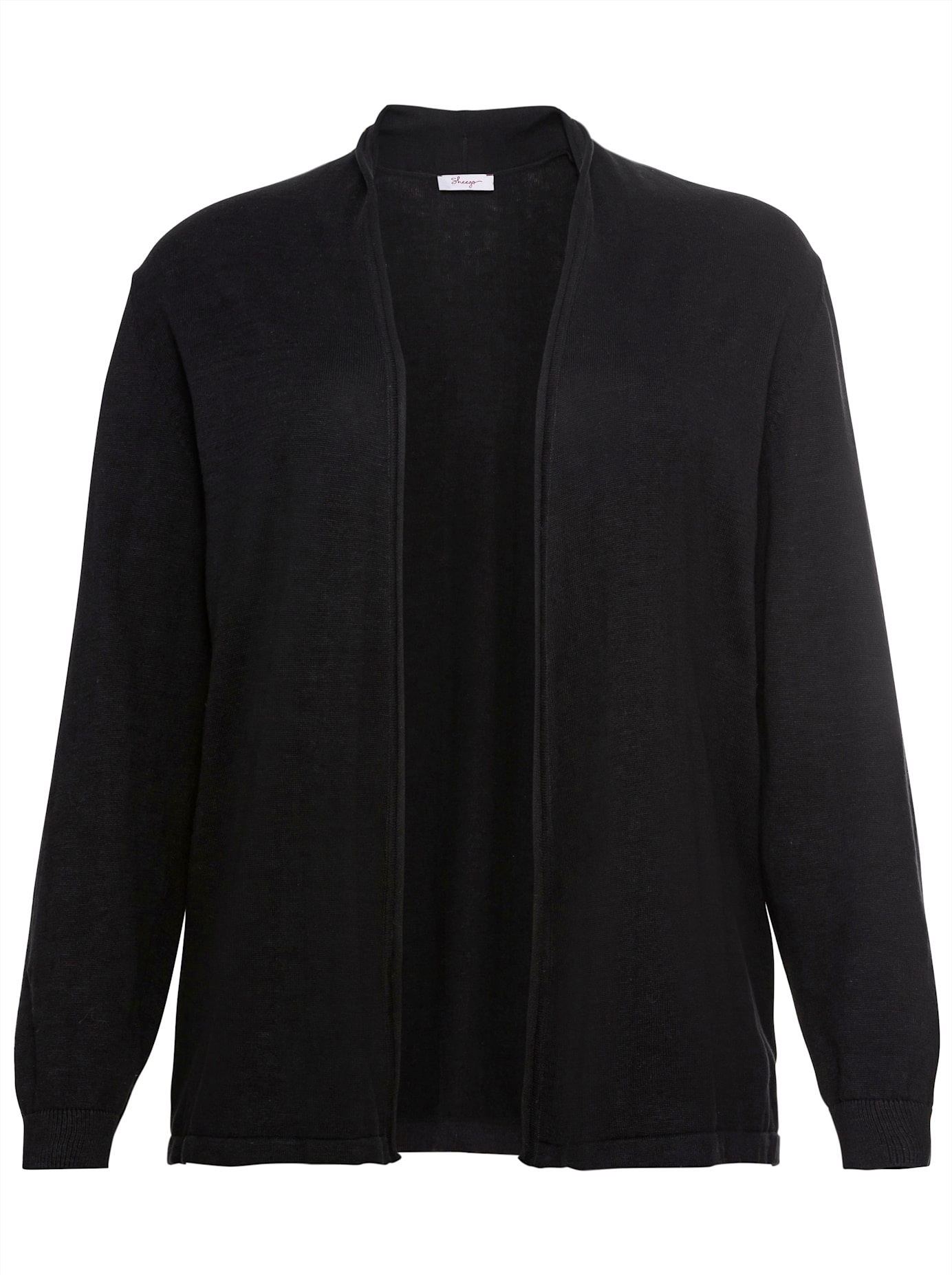 Strickjacke SHEEGO, Damen, Gr. 56/58, schwarz, 100% Baumwolle, unifarben, Strickjacken Strickjacke 3