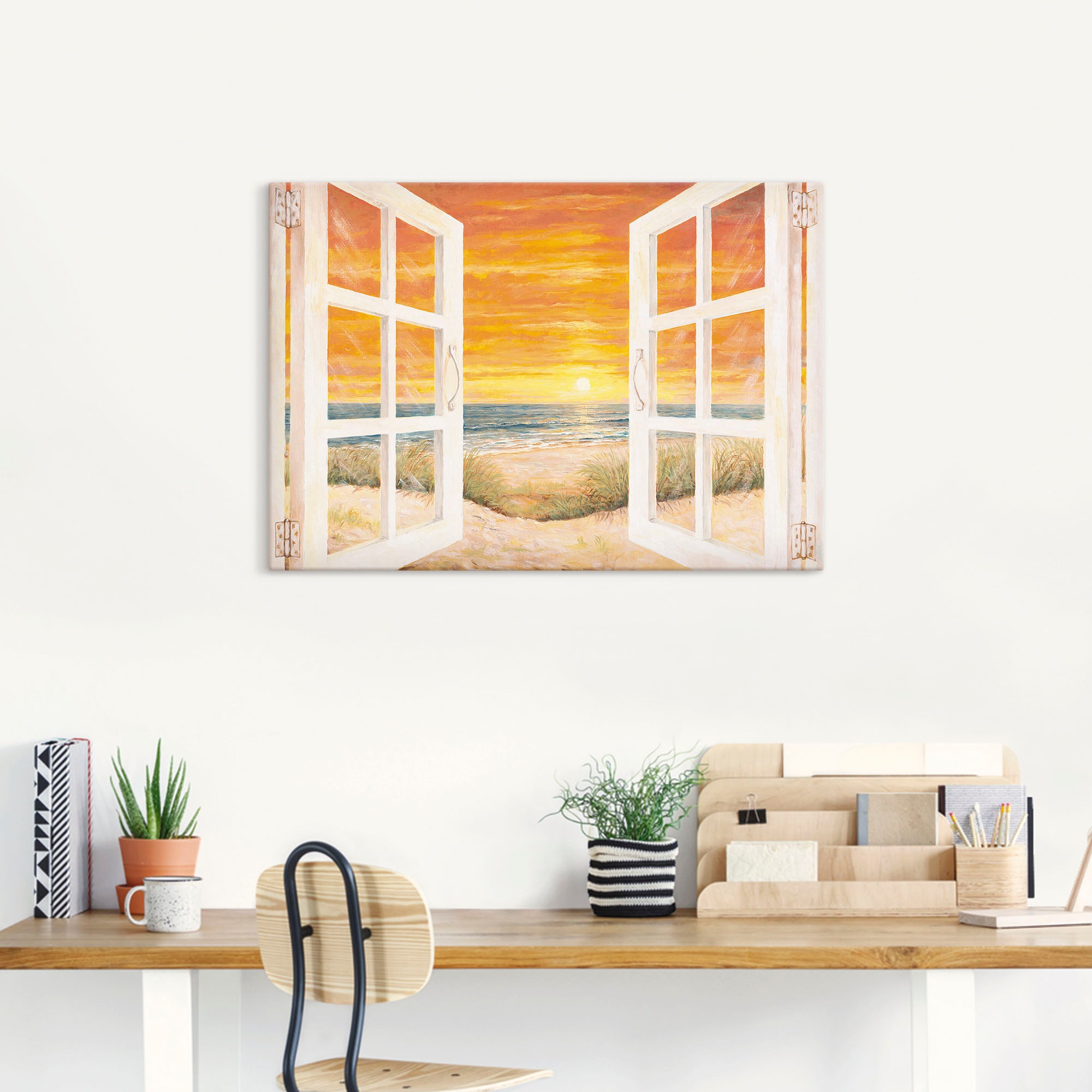 Artland Leinwandbild "Fenster zum Meer" Meer Bilder 1 Stk. tlg. auf Holzrah günstig online kaufen