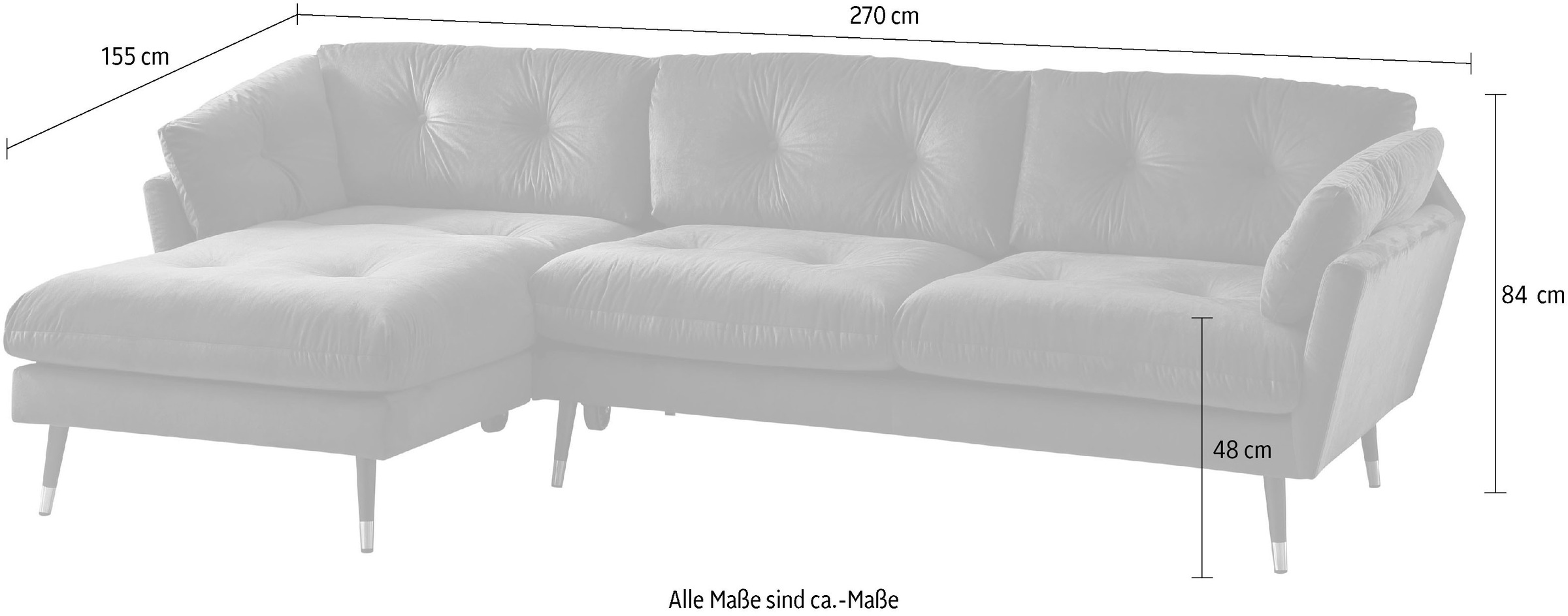 Trends by HG Ecksofa »Japan L-Form«, mit Fuß in Holz-Metallkombination, Recamiere rechts oder links