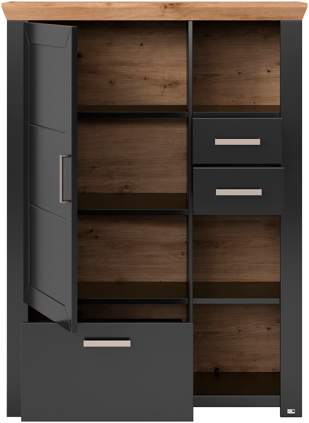 set one by Musterring Highboard »York«, Typ 25 und 26, in 3 Farbvarianten, Beleuchtung optional, Breite 105 cm
