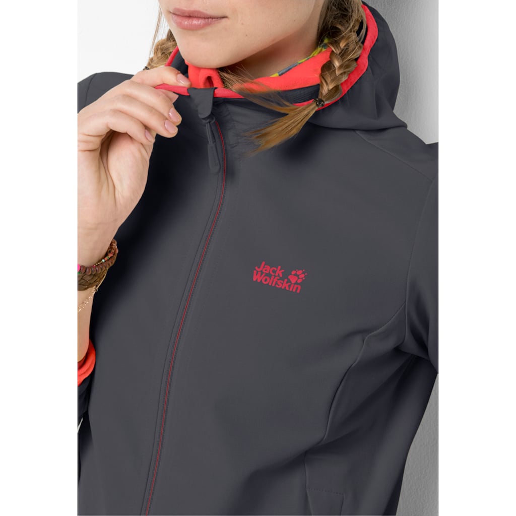 Jack Wolfskin Softshelljacke »TURBULENCE JACKET WOMEN«, mit Kapuze