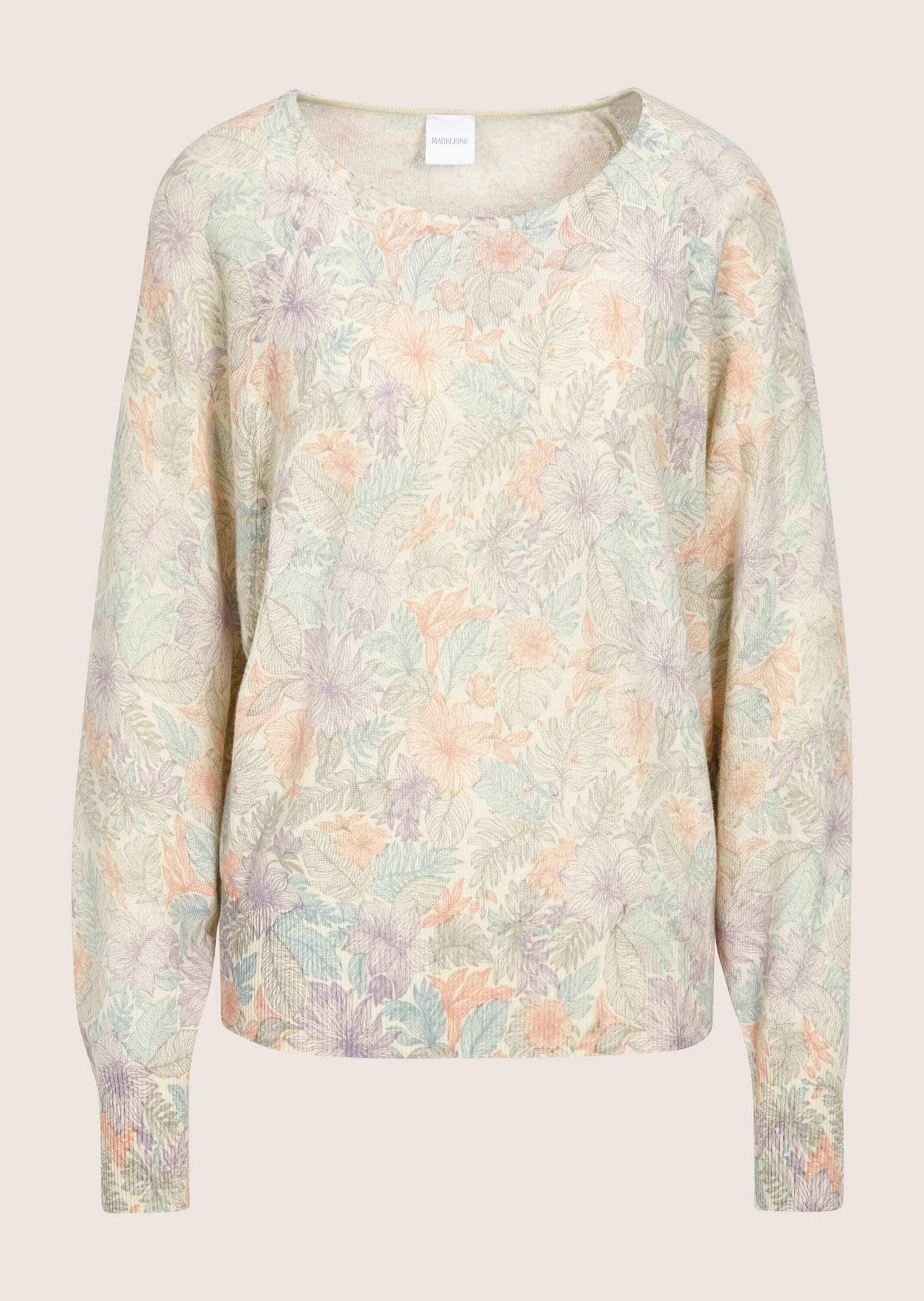 MADELEINE Longpullover "Kaschmirpullover Druckpullover mit zartem Blütenmus günstig online kaufen