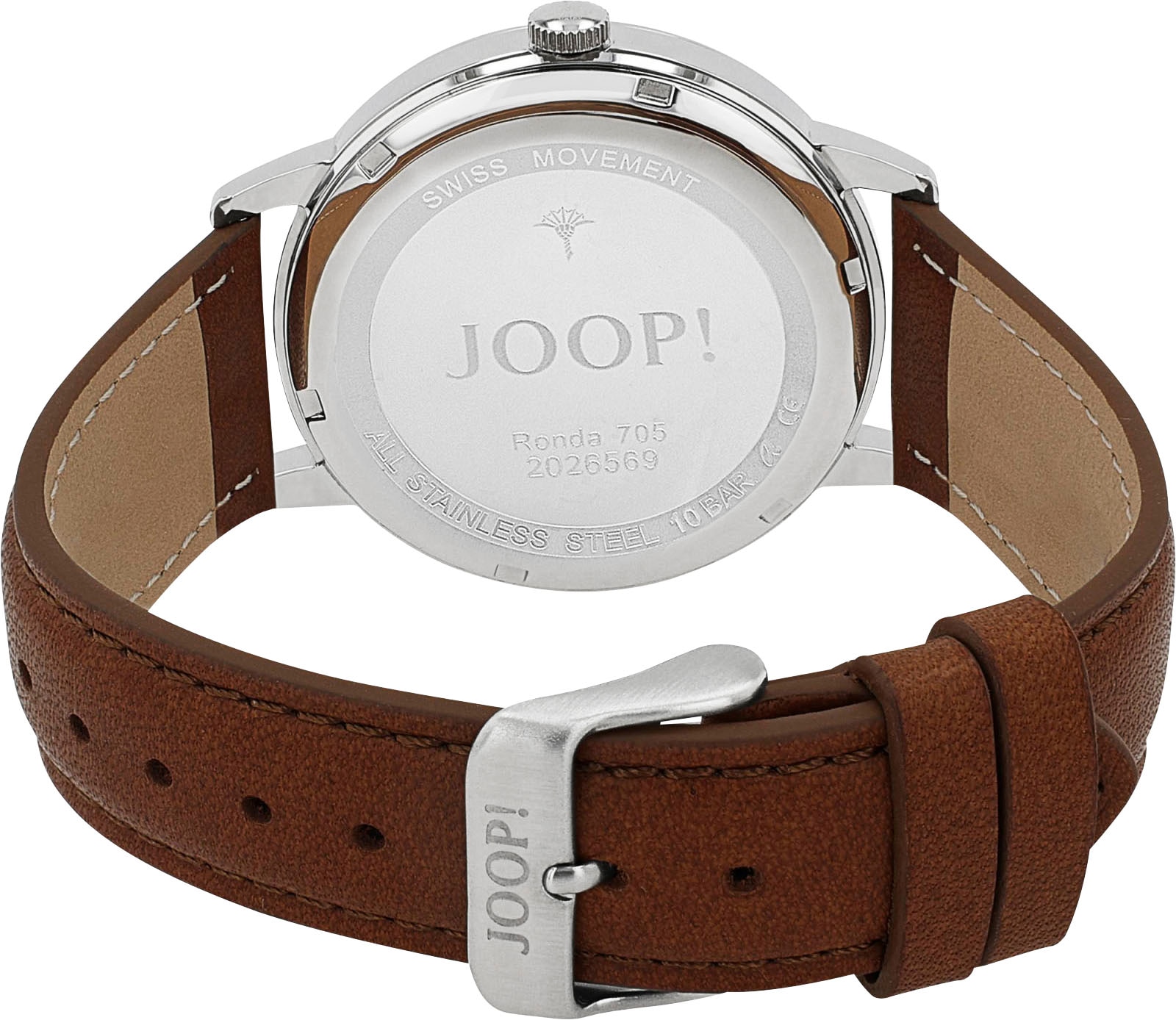 JOOP! Quarzuhr, Armbanduhr, Herrenuhr, Lederarmband, Datum, Edelstahlboden verschraubt
